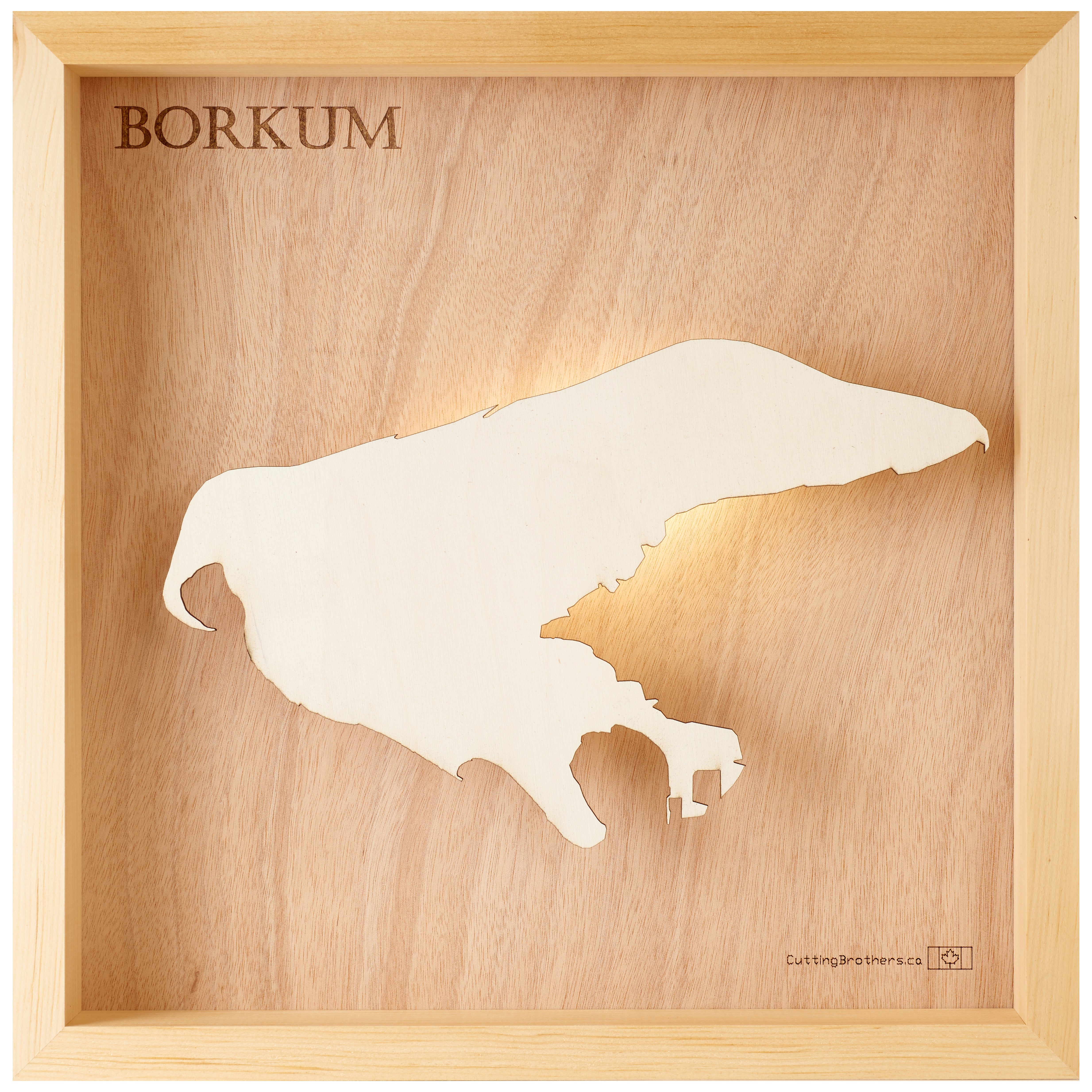 BORKUM LIGHT WOODEN WALL MAP - Version S