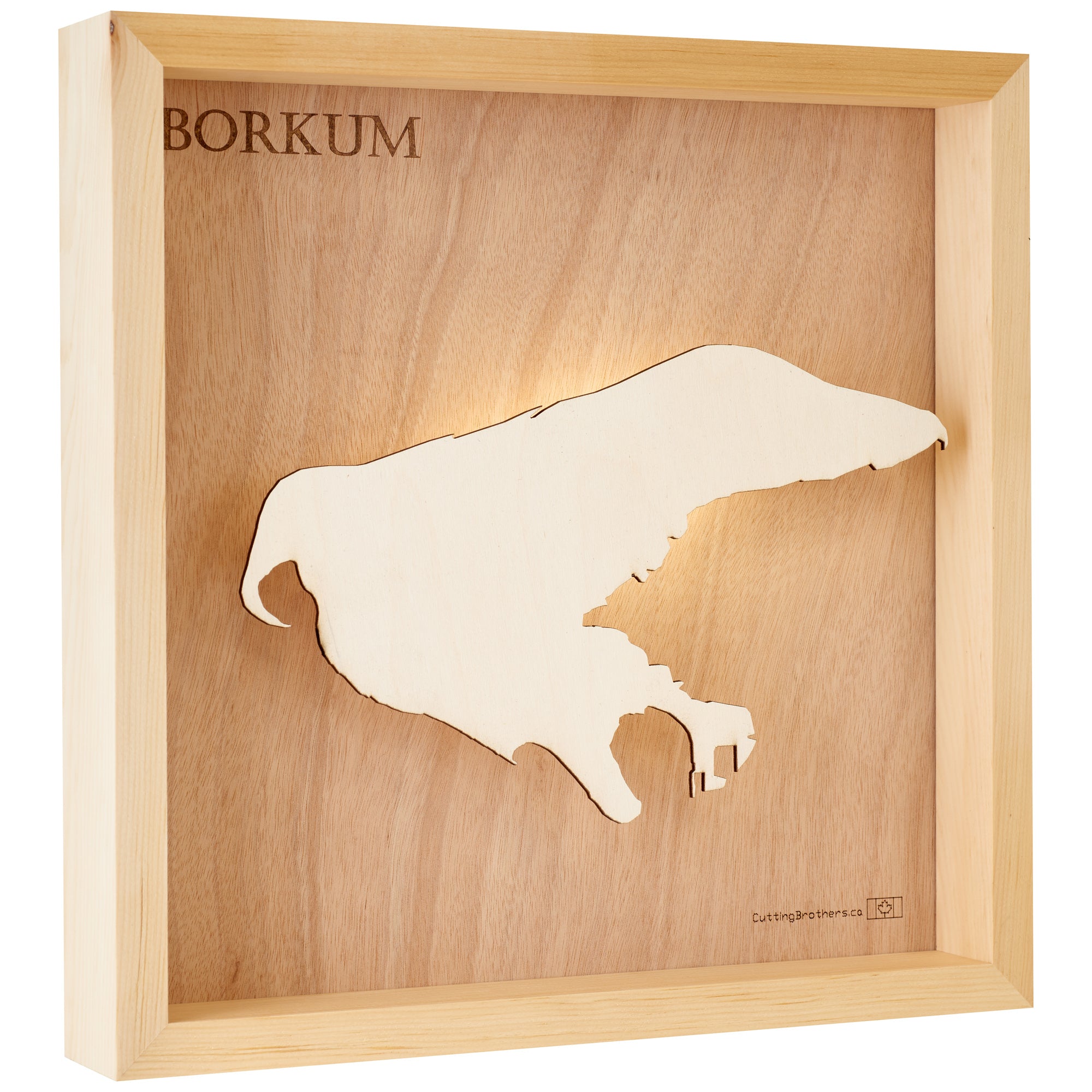 BORKUM LIGHT WOODEN WALL MAP - Version S