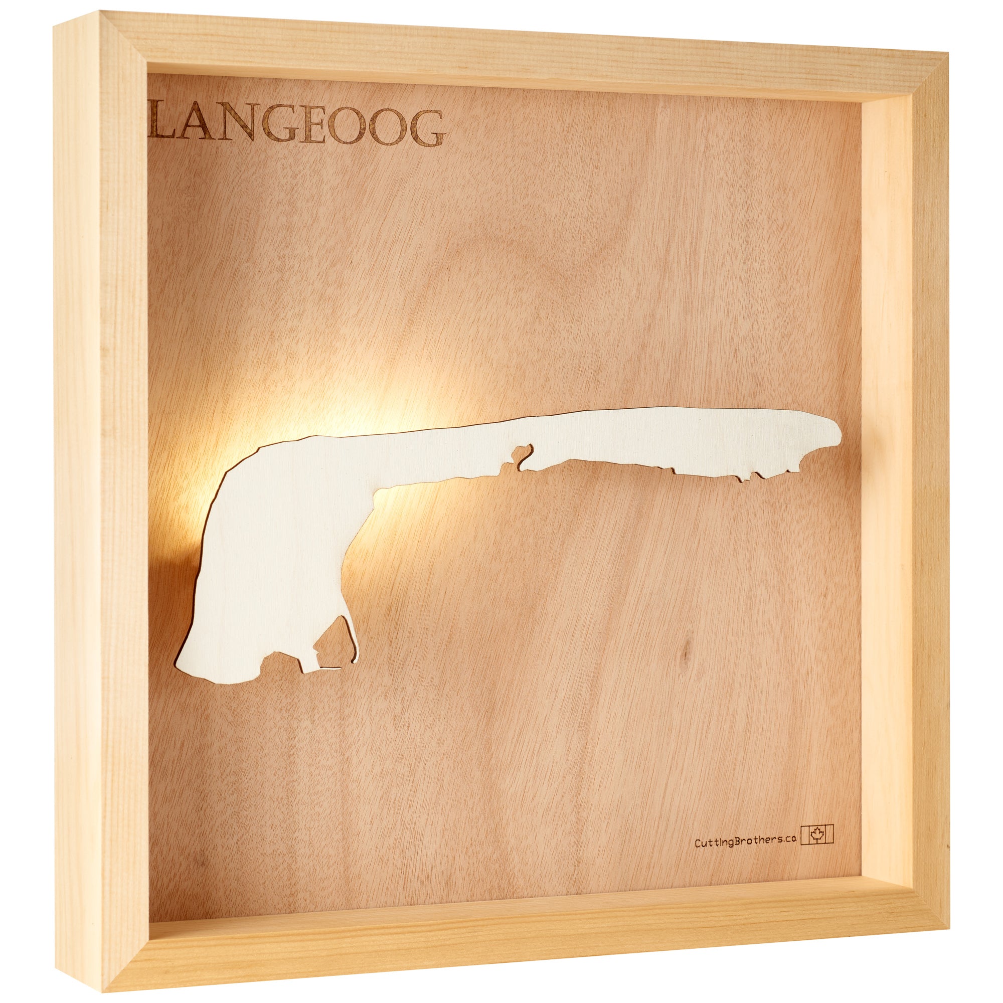 LANGEOOG LIGHT WOODEN WALL MAP - Version S