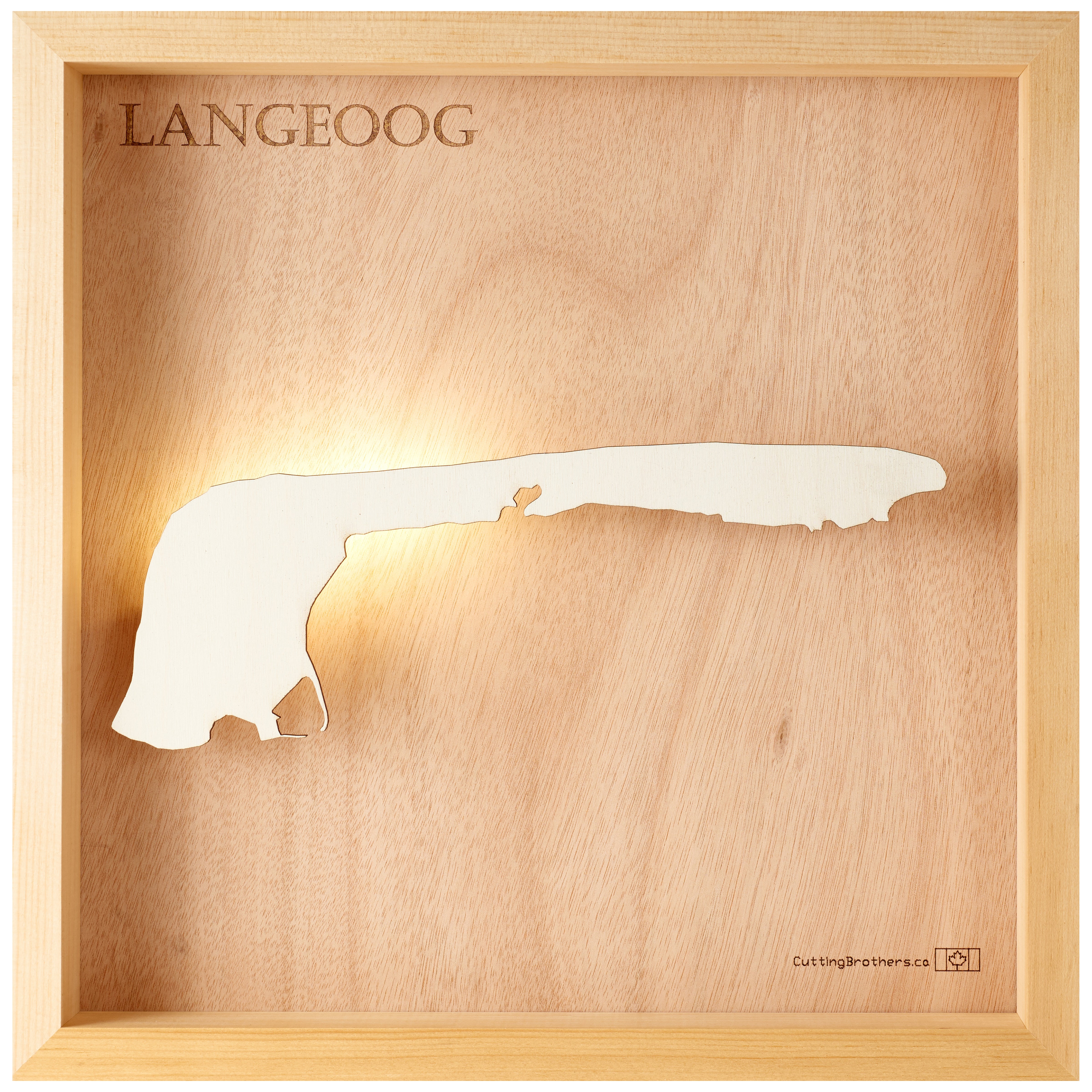 LANGEOOG LIGHT WOODEN WALL MAP - Version S