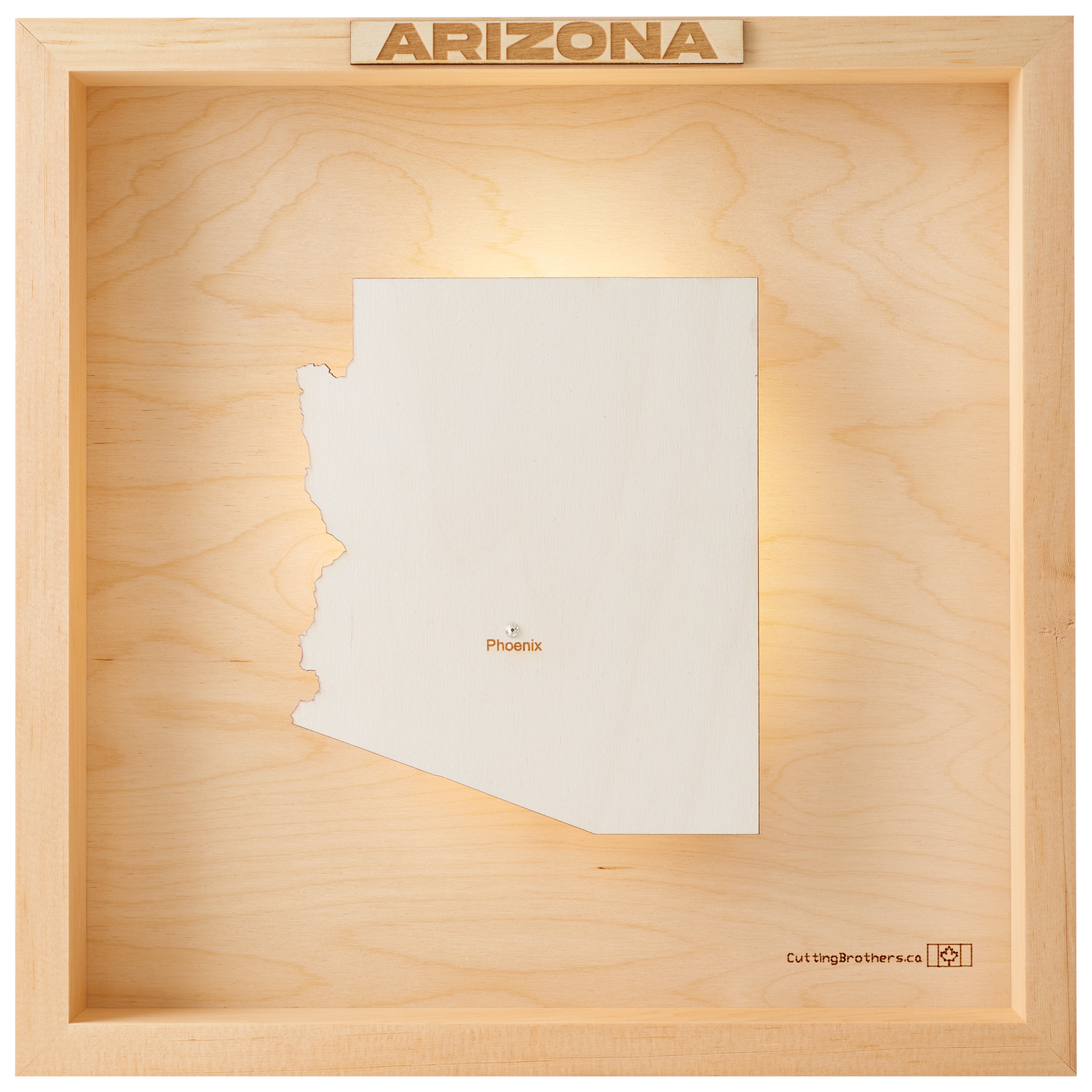 ARIZONA 3D WOODEN WALL MAP - Version S