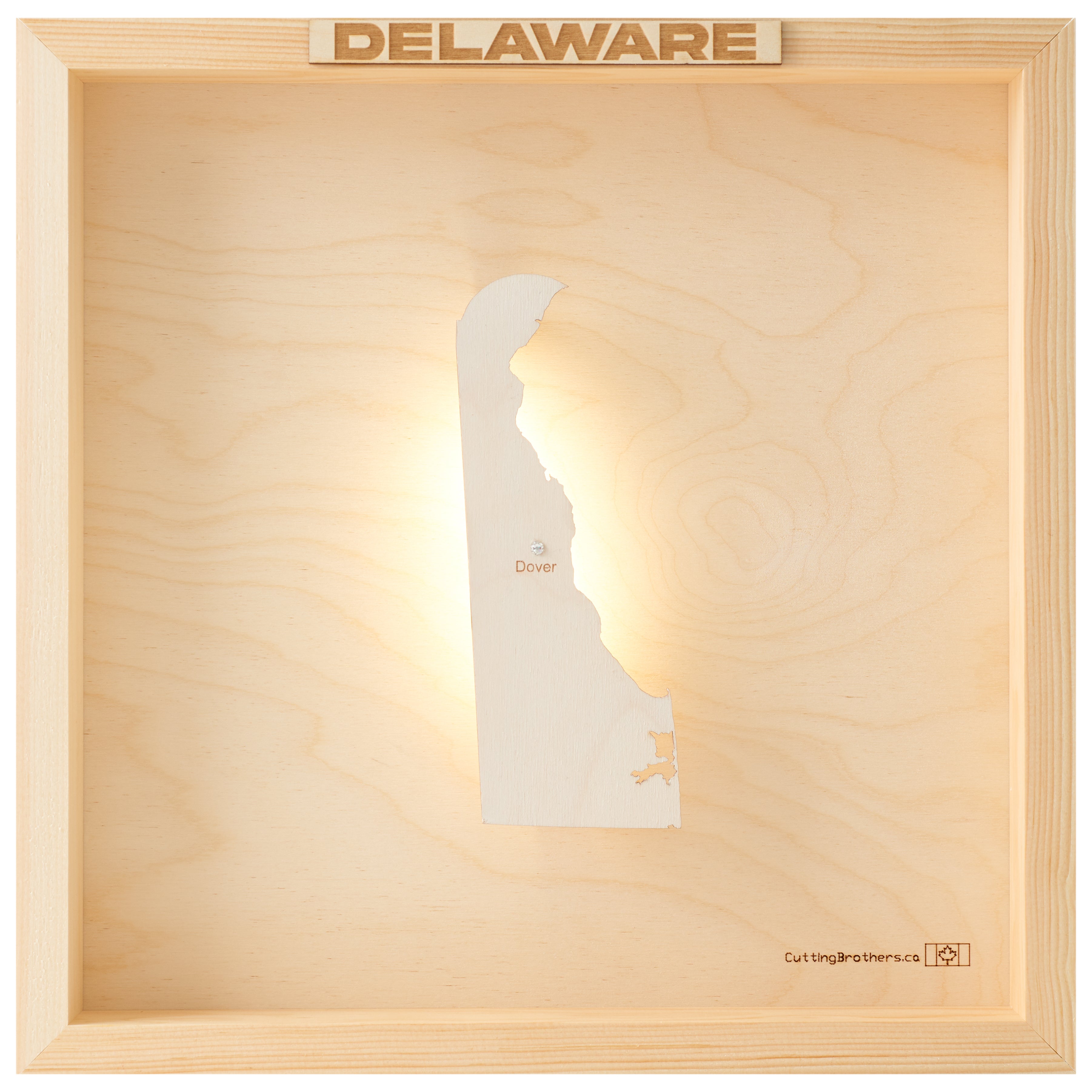 DELAWARE 3D WOODEN WALL MAP - Version S