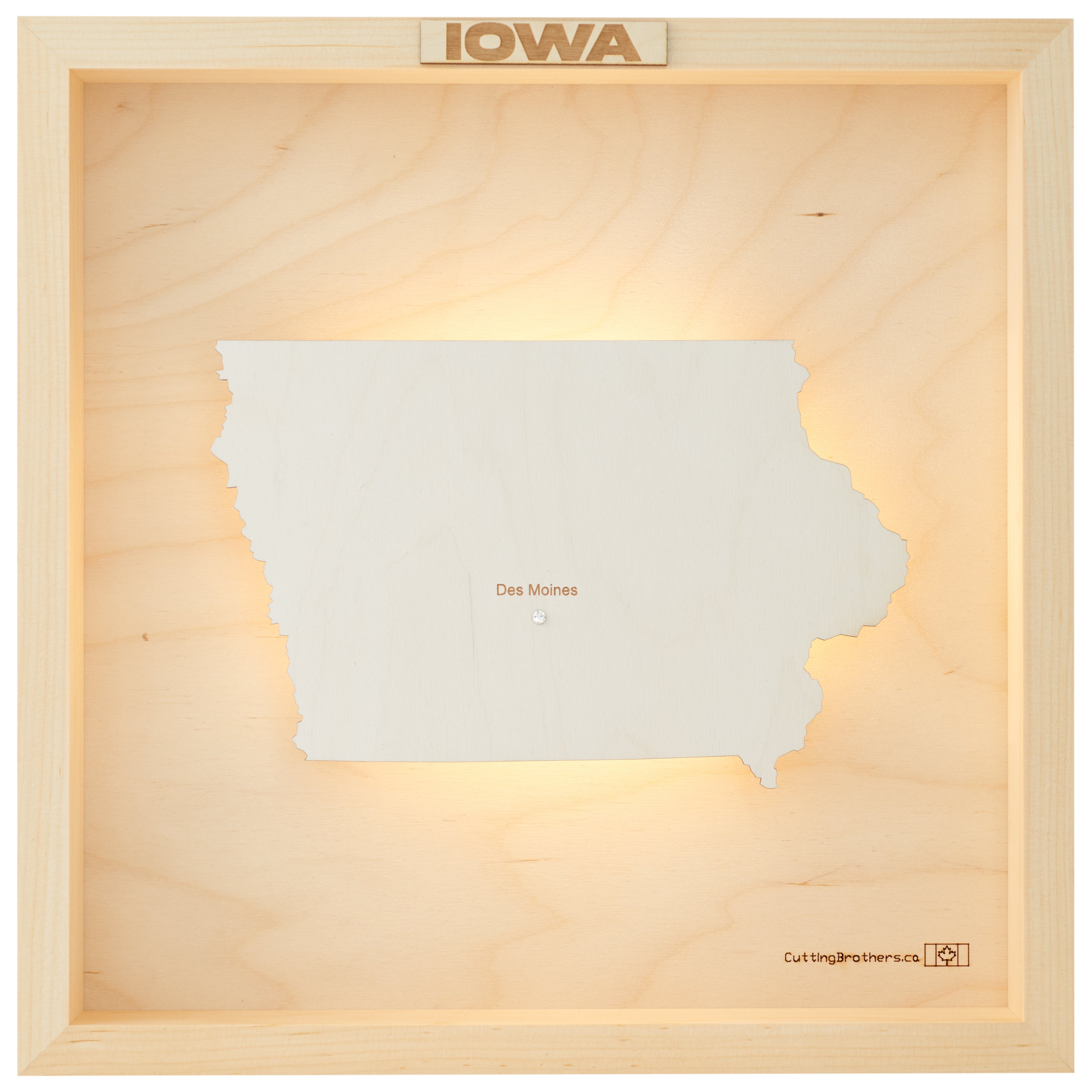 IOWA 3D WOODEN WALL MAP - Version S