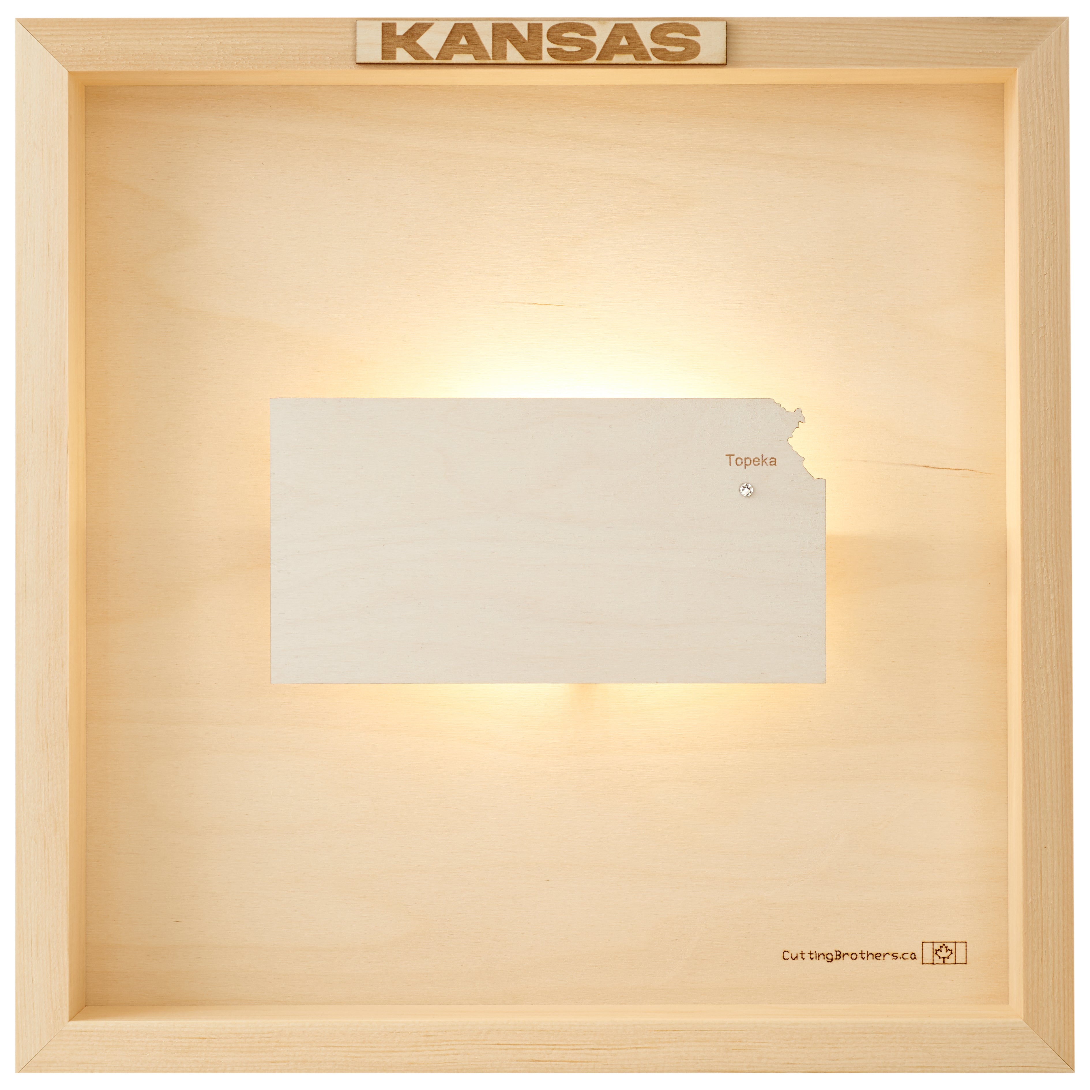 KANSAS 3D WOODEN WALL MAP - Version S