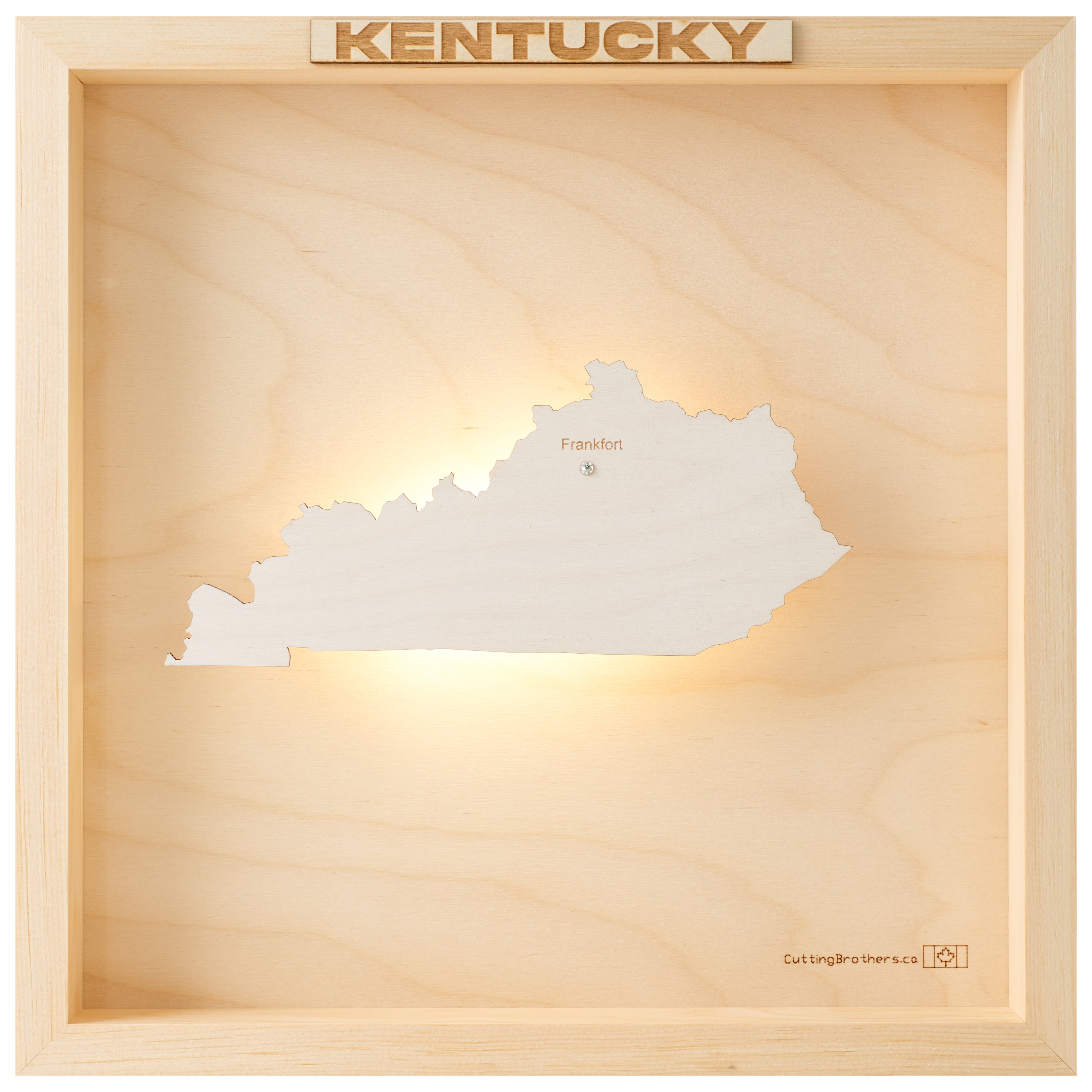 KENTUCKY 3D WOODEN WALL MAP - Version S