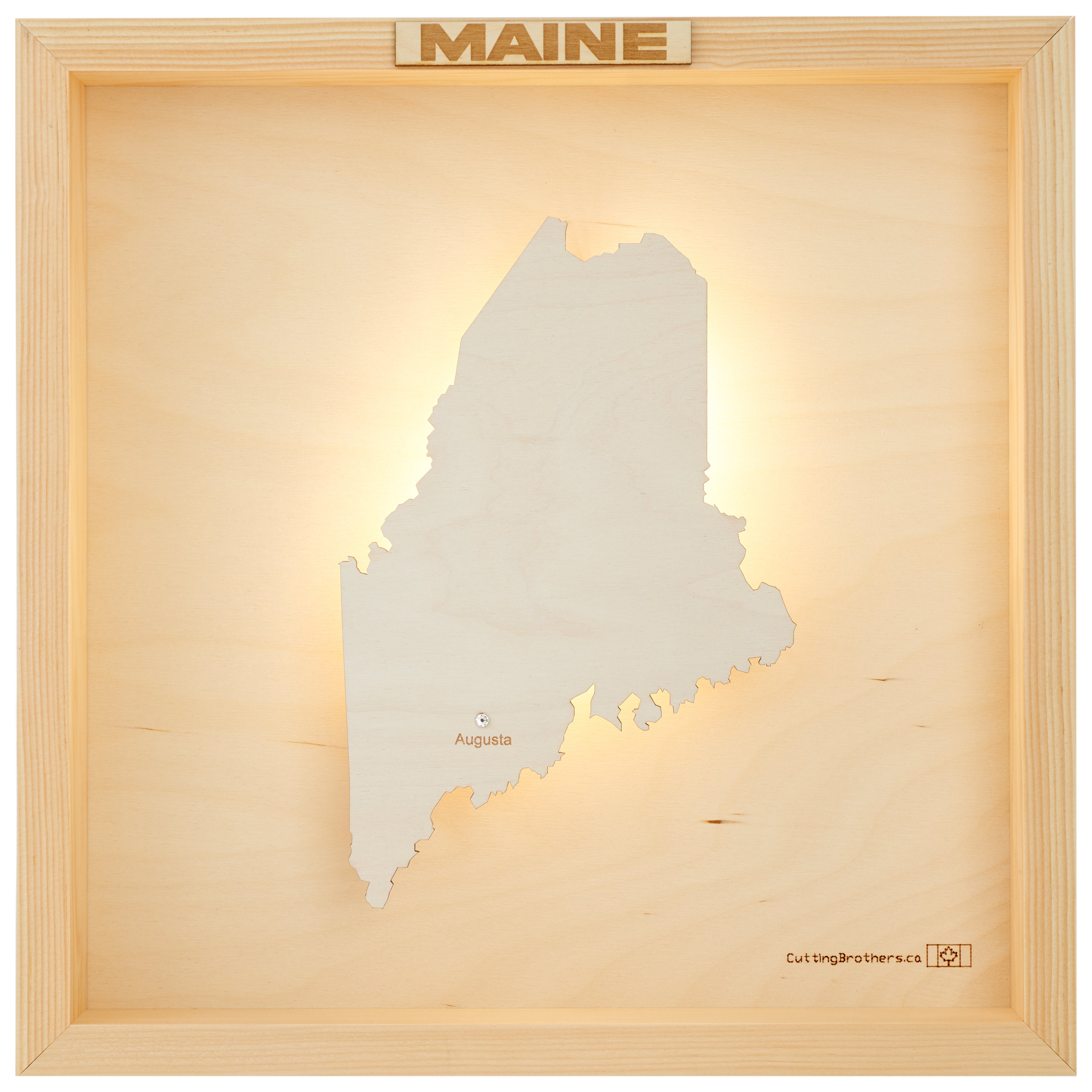 MAINE 3D WOODEN WALL MAP - Version S