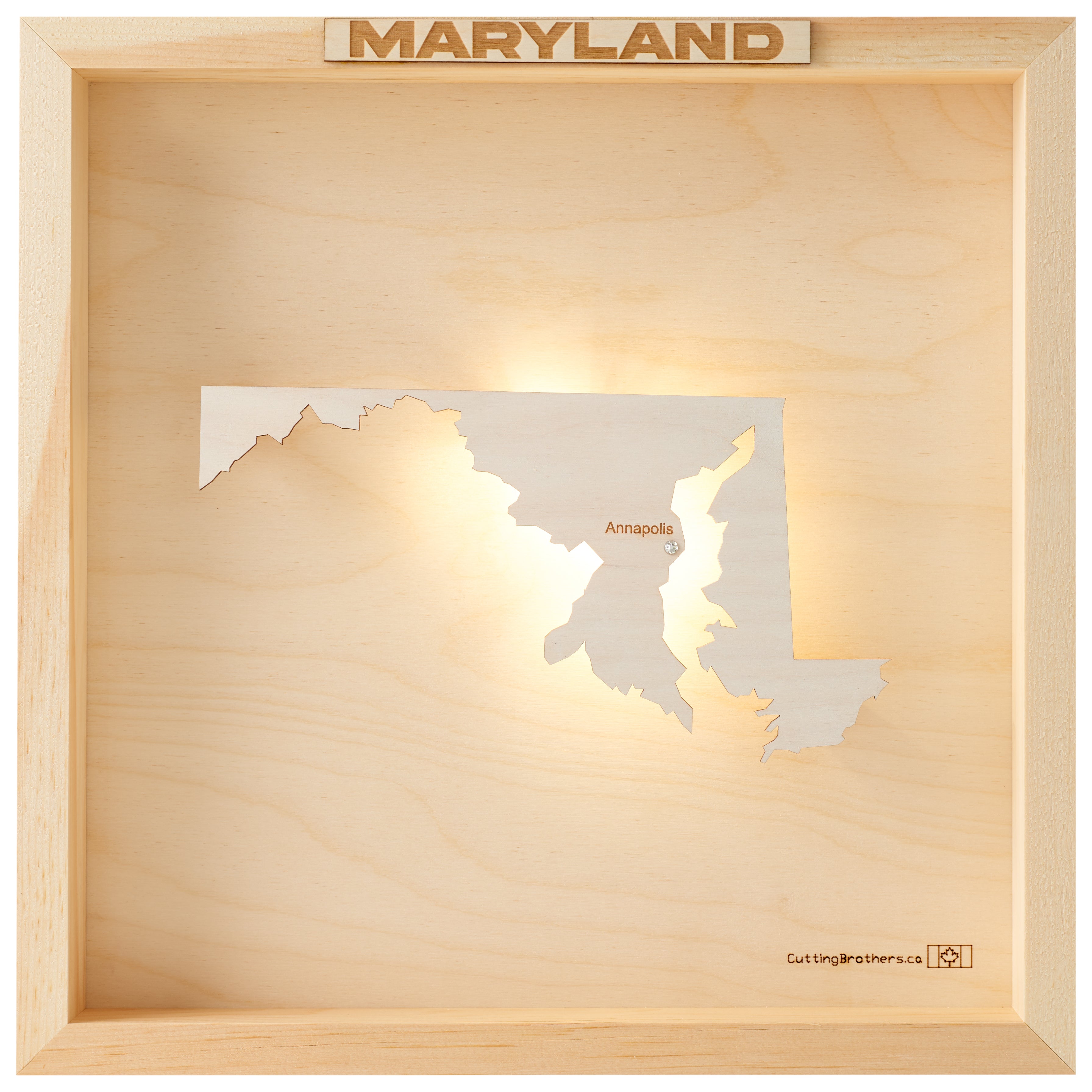 MARYLAND 3D WOODEN WALL MAP - Version S