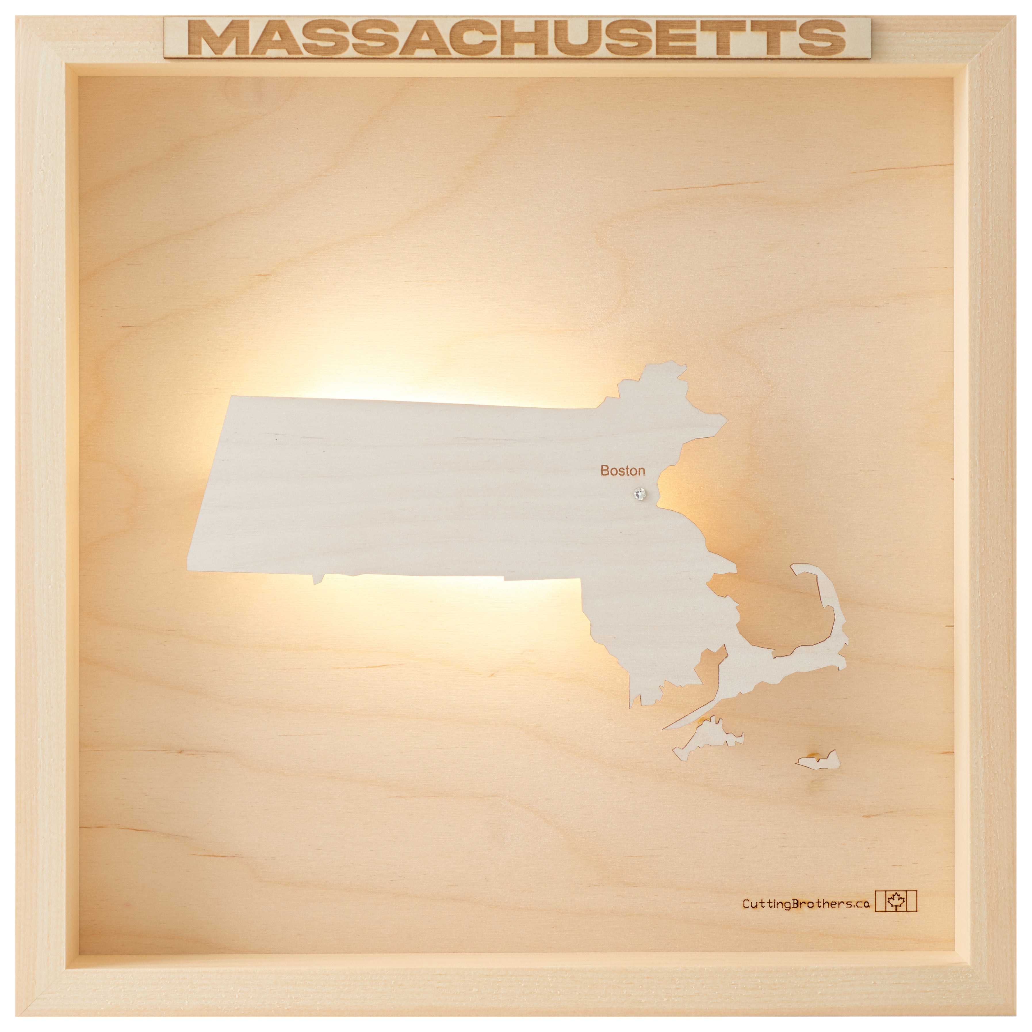 MASSACHUSETTS 3D WOODEN WALL MAP - Version S