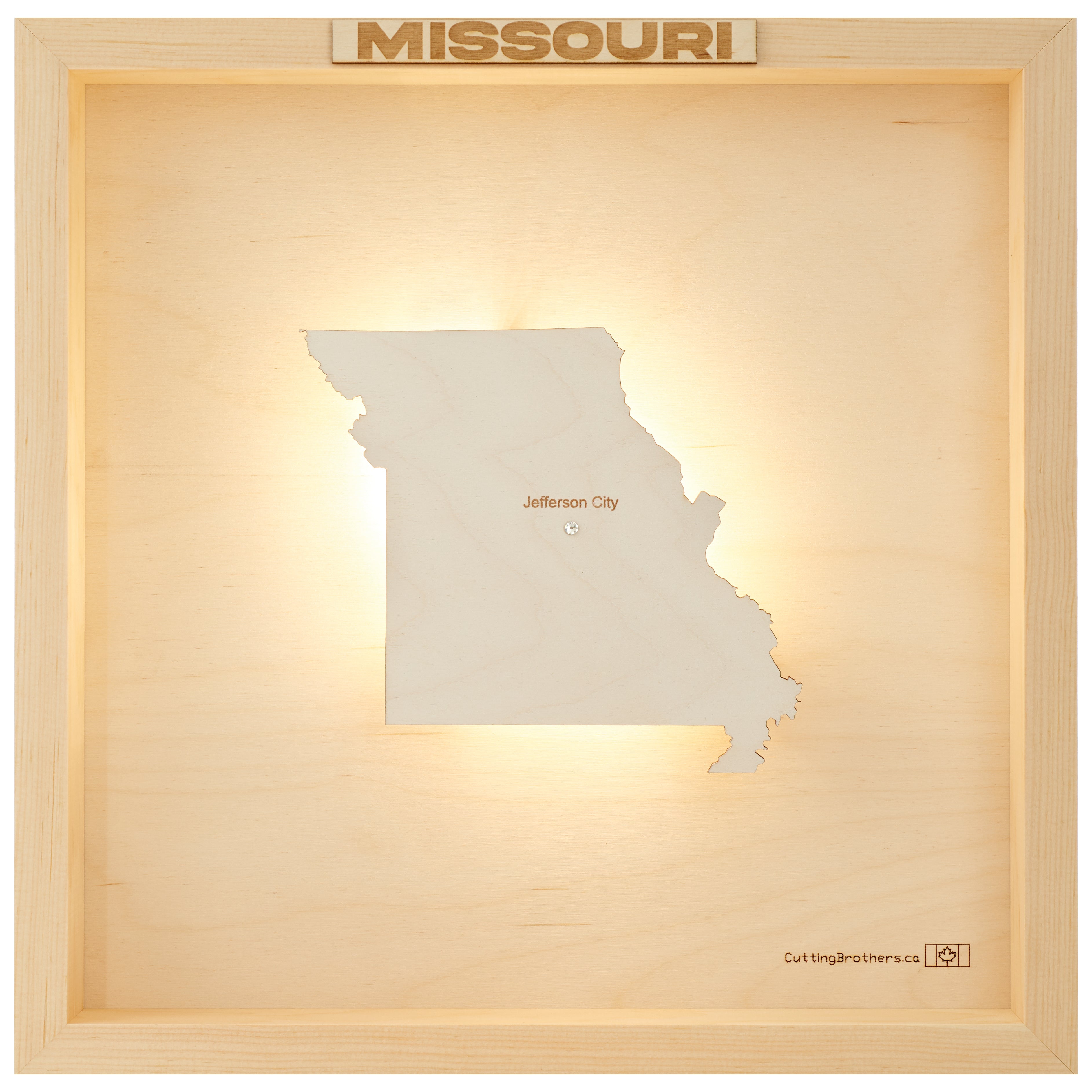 MISSOURI 3D WOODEN WALL MAP - Version S