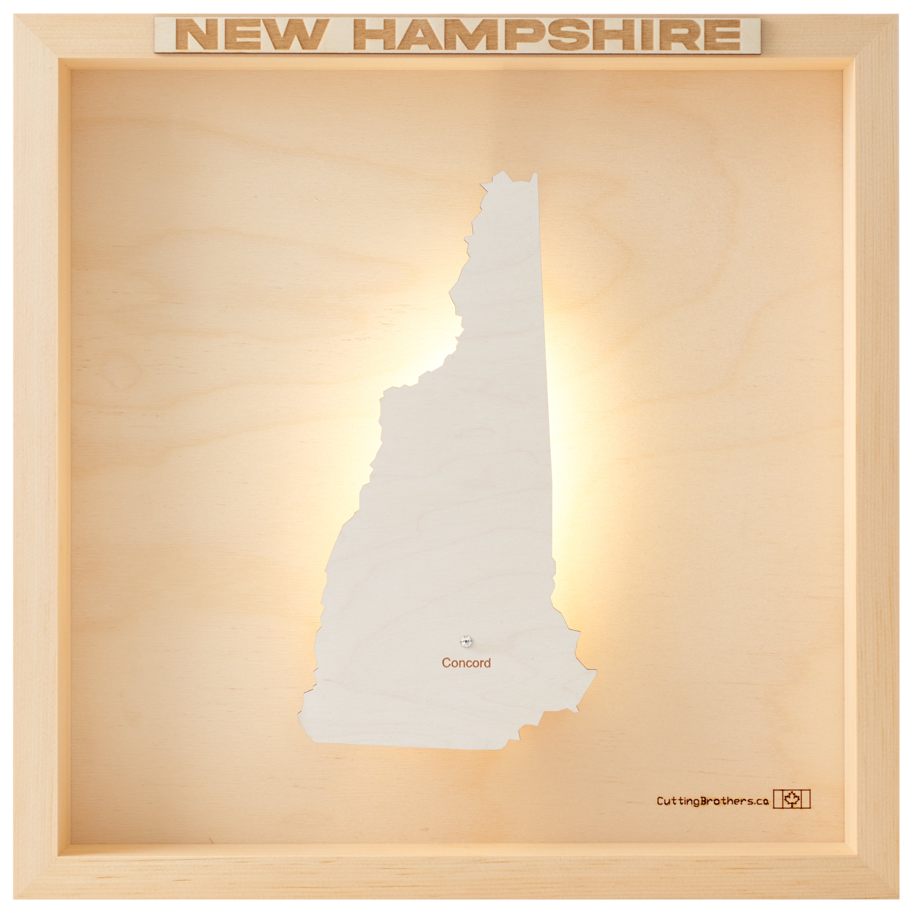 NEW HAMPSHIRE 3D WOODEN WALL MAP - Version S