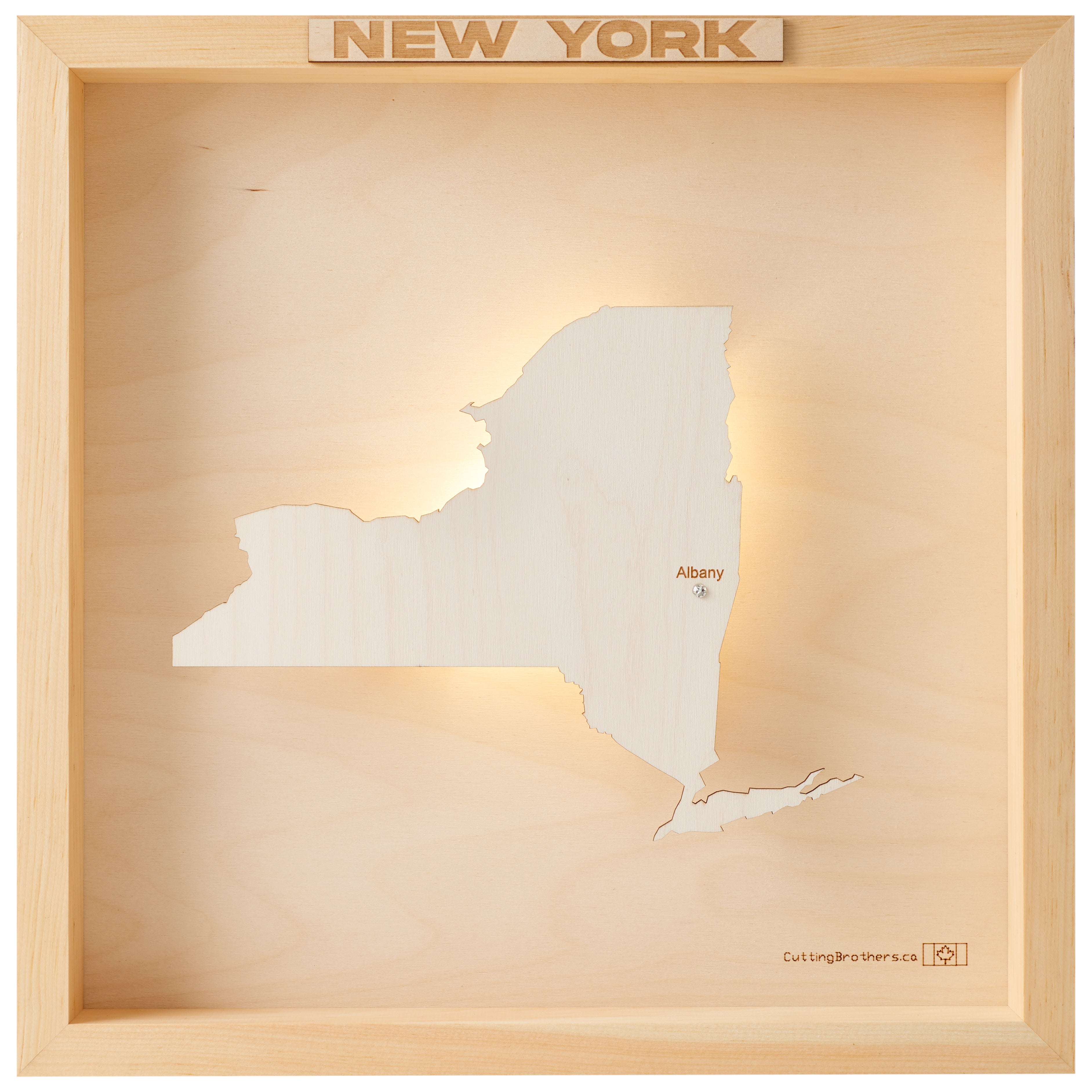 NEW YORK 3D WOODEN WALL MAP - Version S