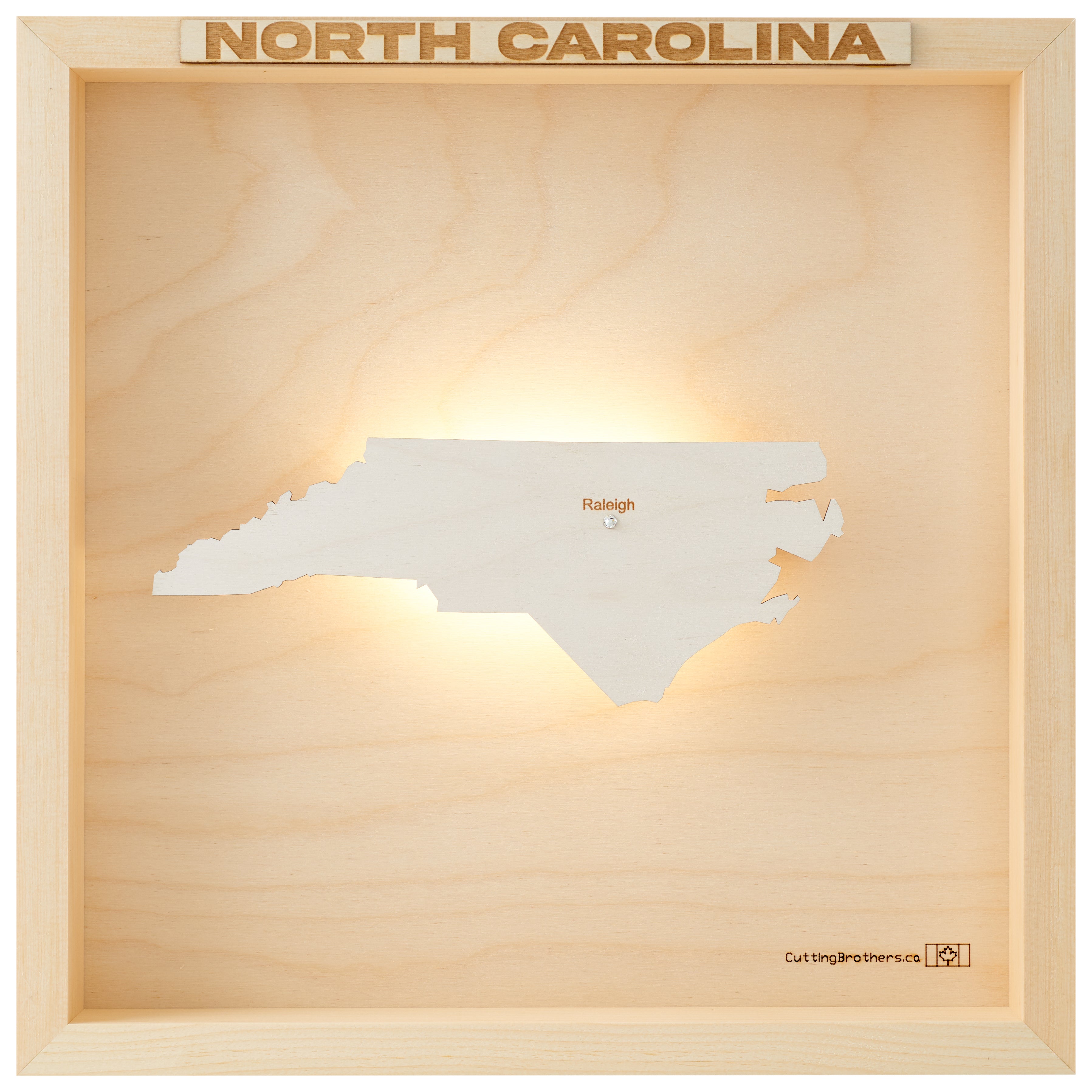 NORTH CAROLINA 3D WOODEN WALL MAP - Version S