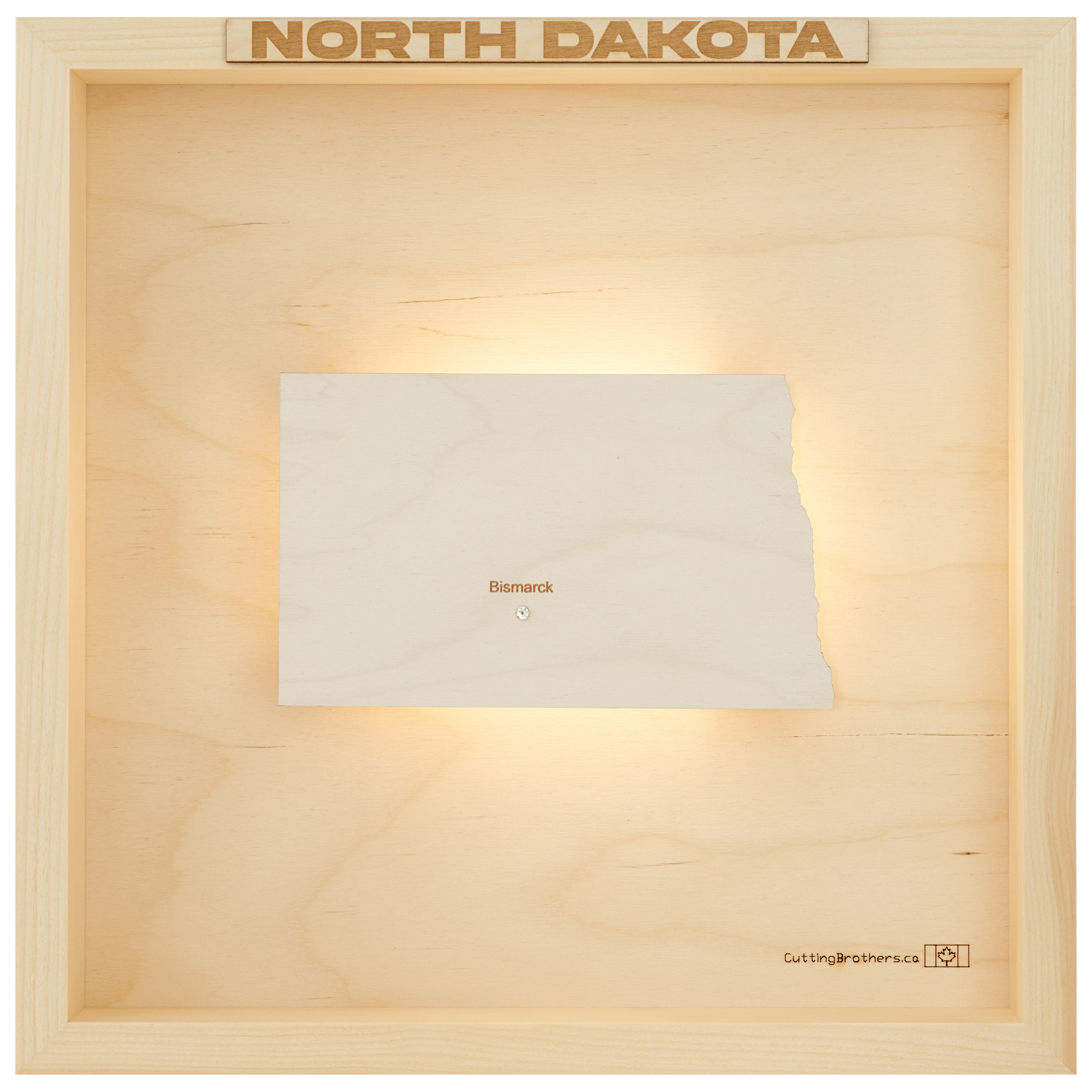 NORTH DAKOTA 3D WOODEN WALL MAP - Version S