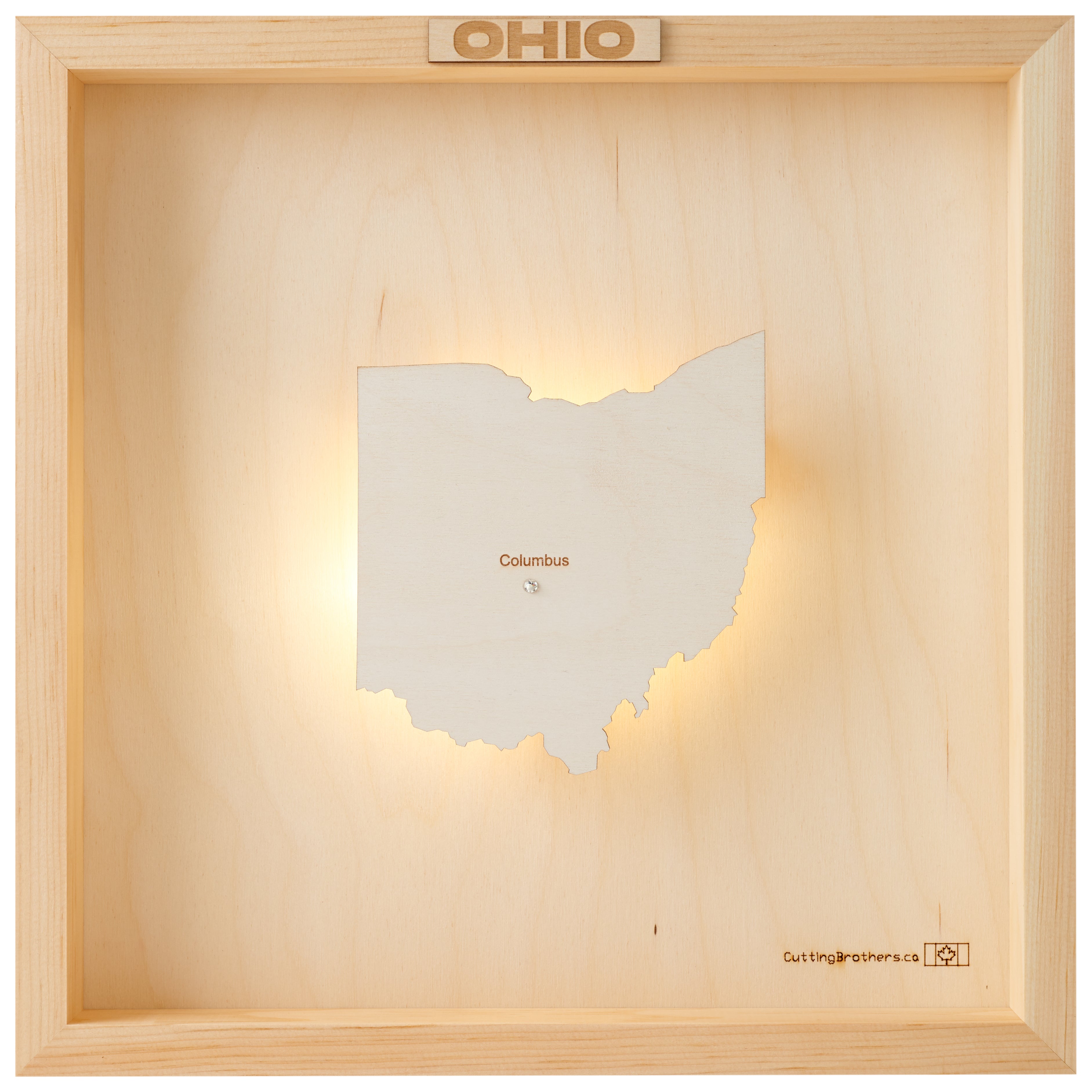 OHIO 3D WOODEN WALL MAP - Version S