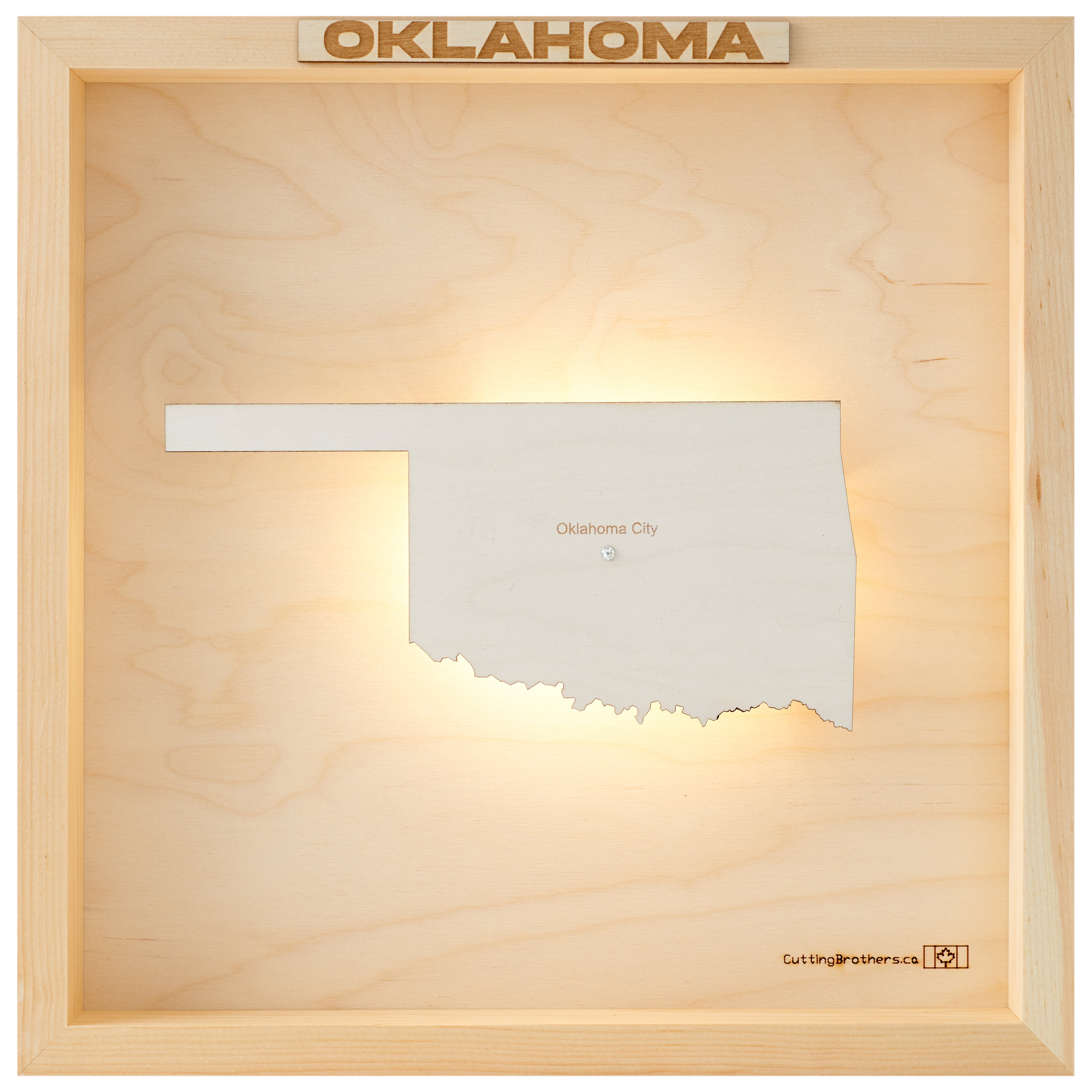 OKLAHOMA 3D WOODEN WALL MAP - Version S