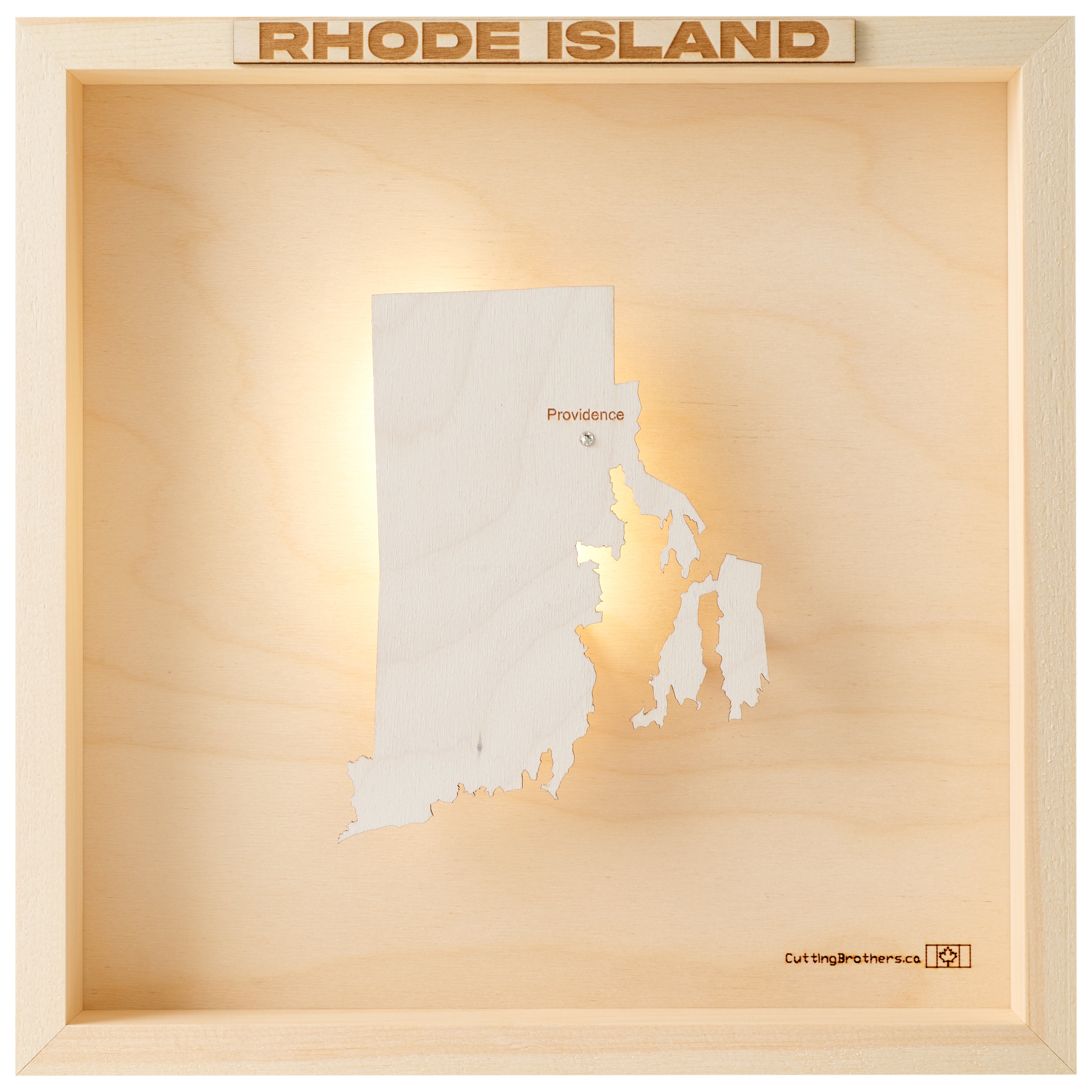 RHODE ISLAND 3D WOODEN WALL MAP - Version S