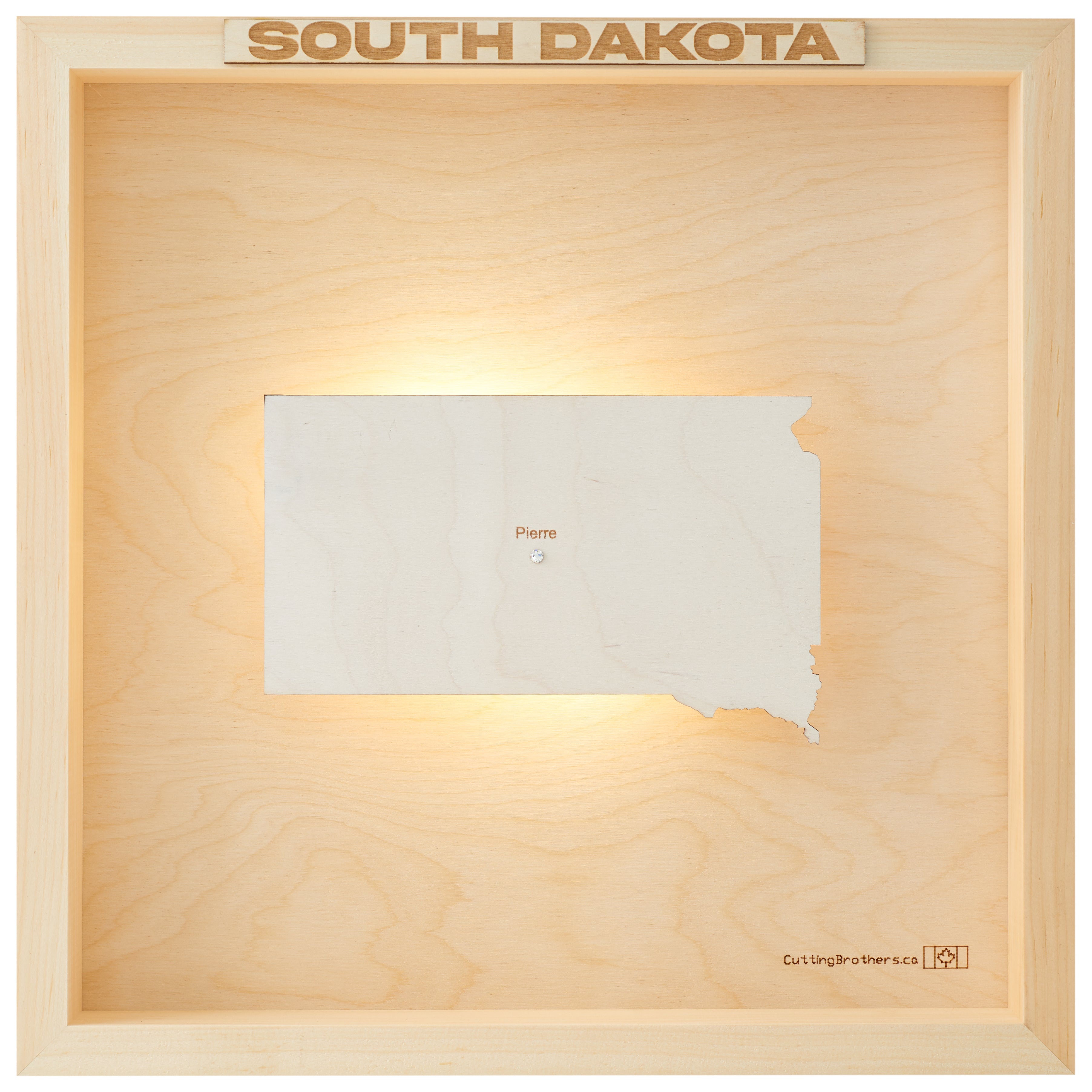 SOUTH DAKOTA 3D WOODEN WALL MAP - Version S