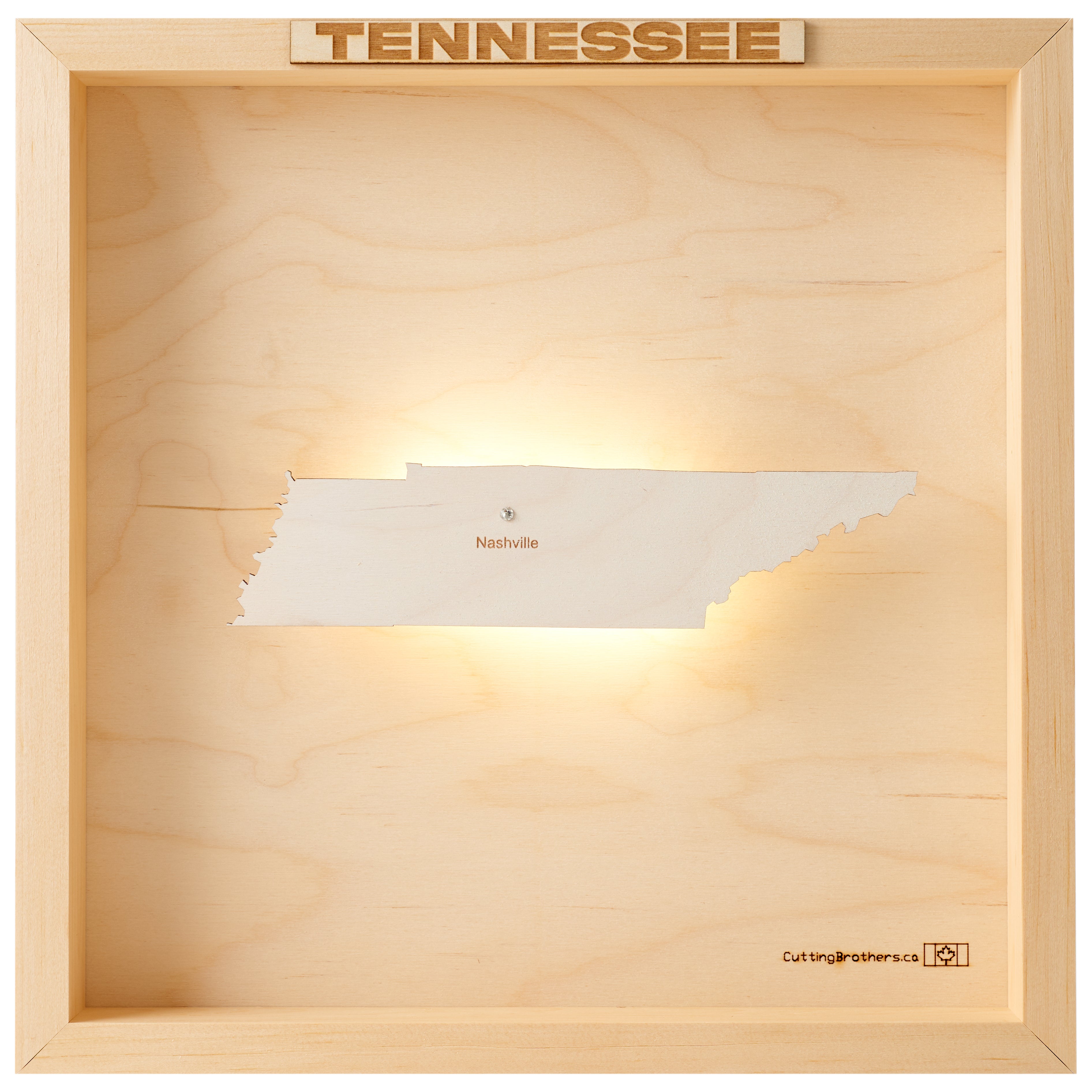 TENNESSEE 3D WOODEN WALL MAP - Version S