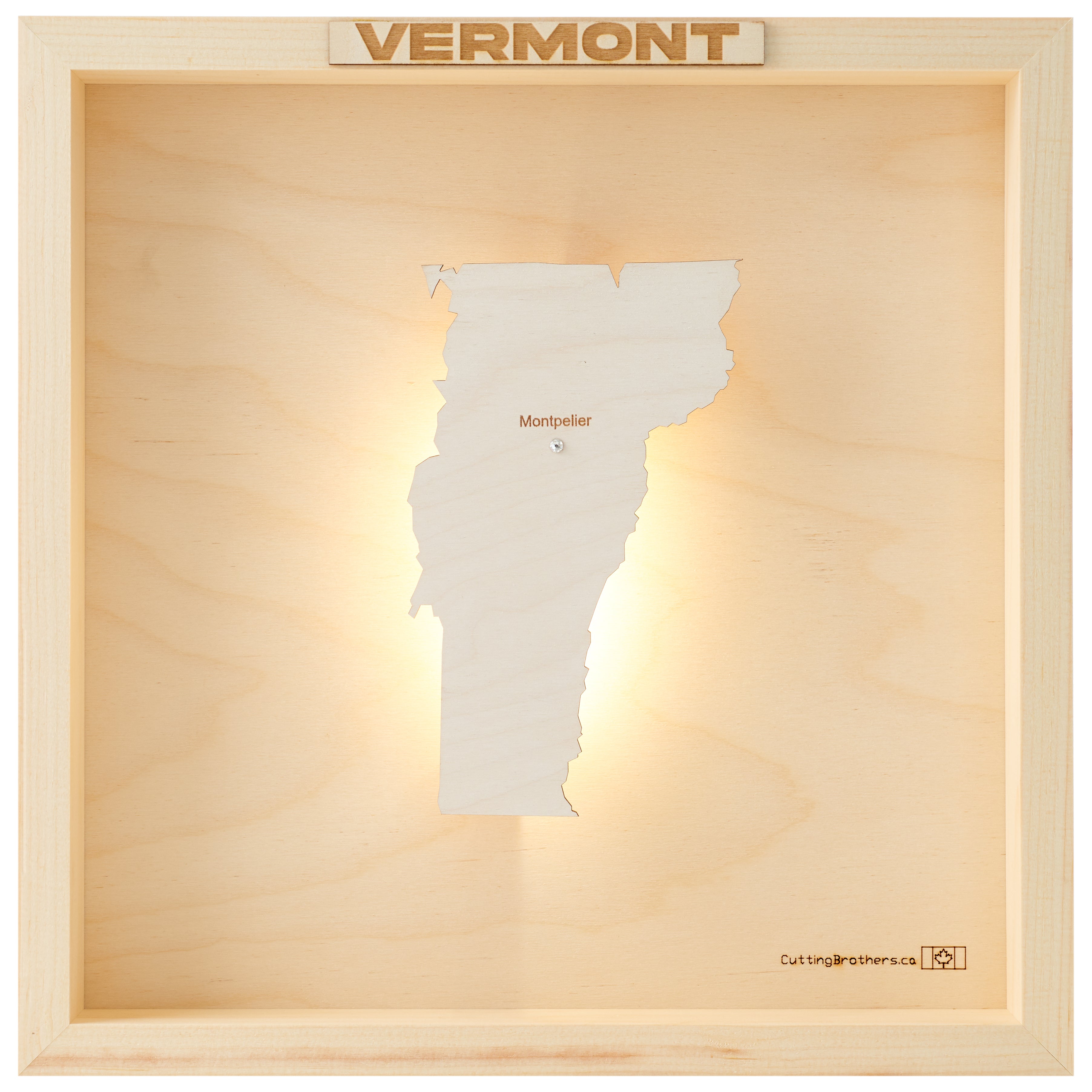 VERMONT 3D WOODEN WALL MAP - Version S