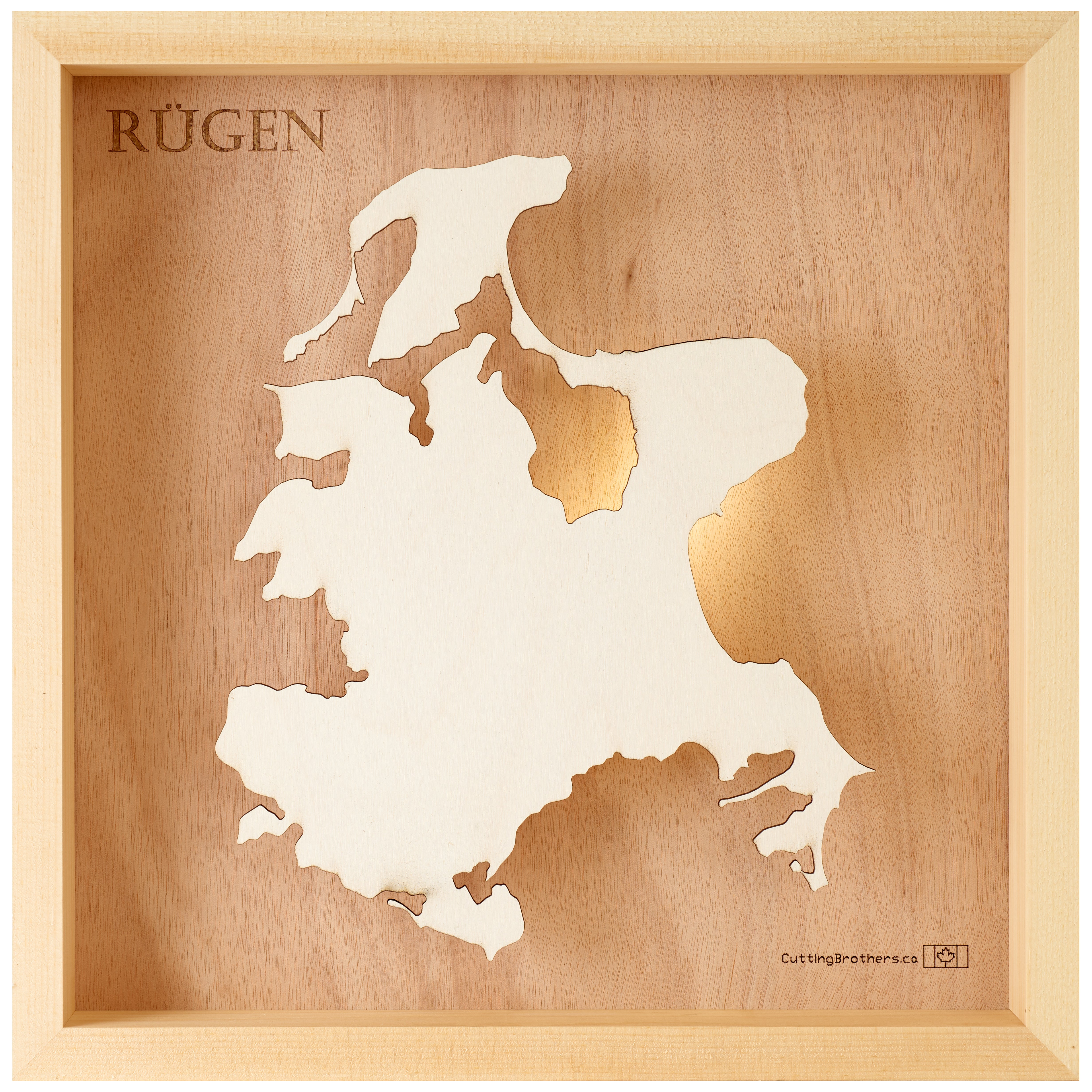 RUEGEN LIGHT WOODEN WALL MAP - Version S