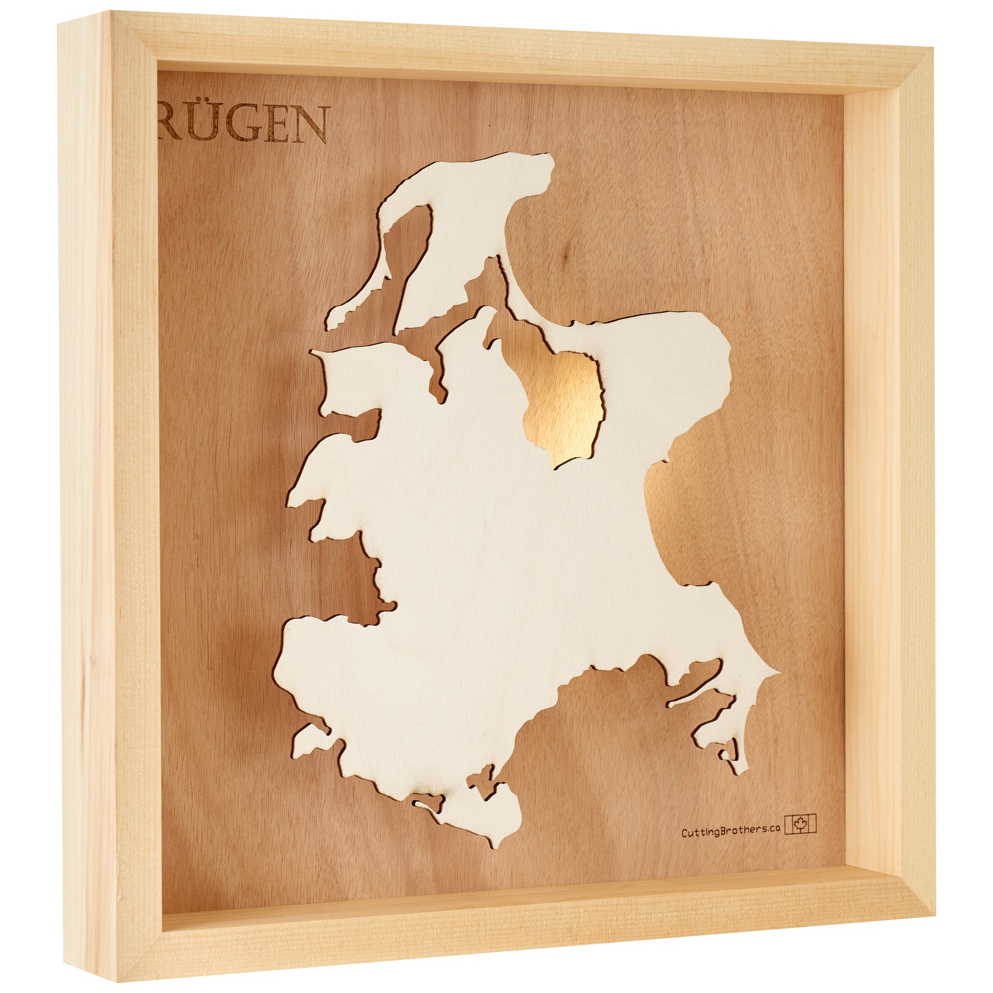 RUEGEN LIGHT WOODEN WALL MAP - Version S