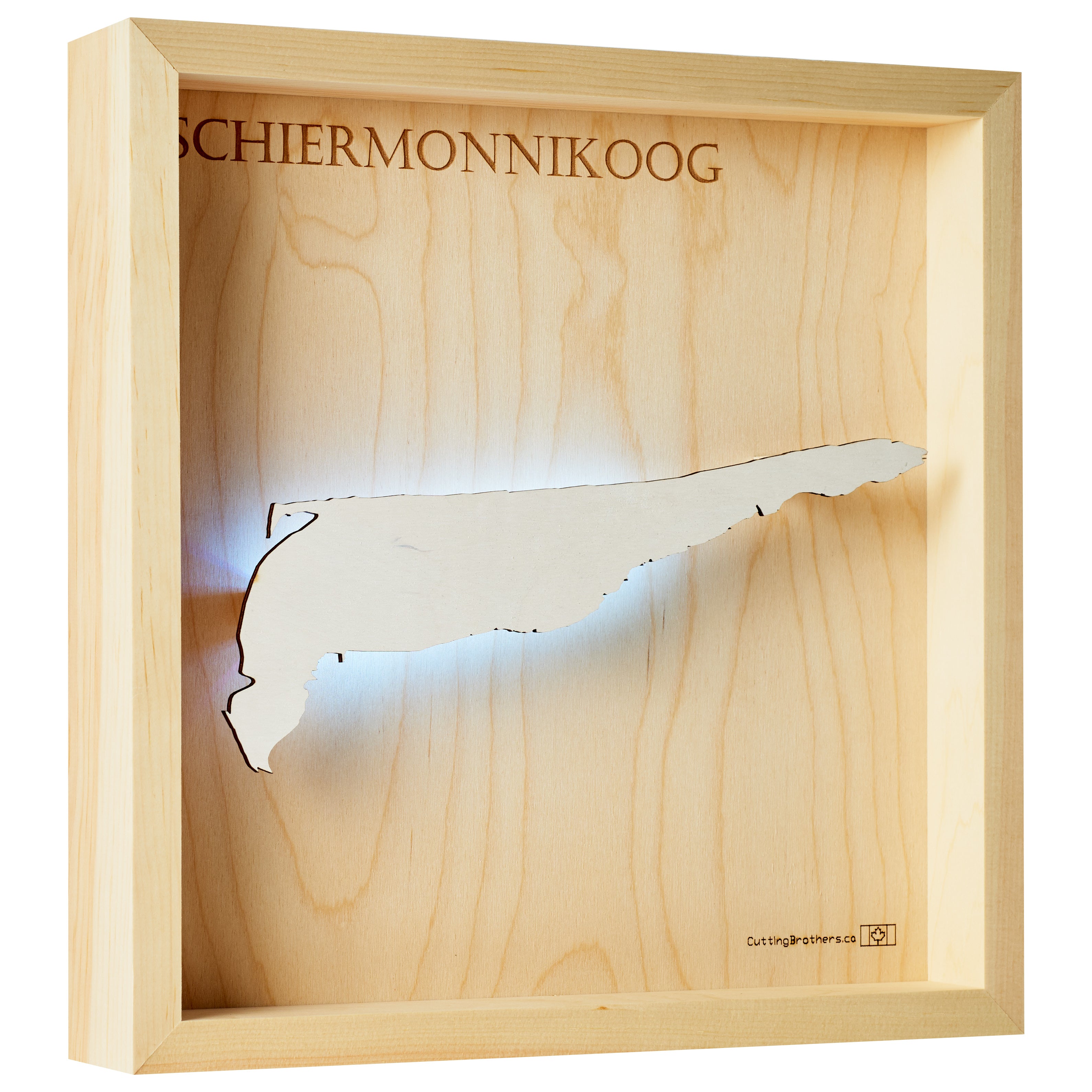 SCHIERMONNIKOOG LIGHT WOODEN WALL MAP - Version S