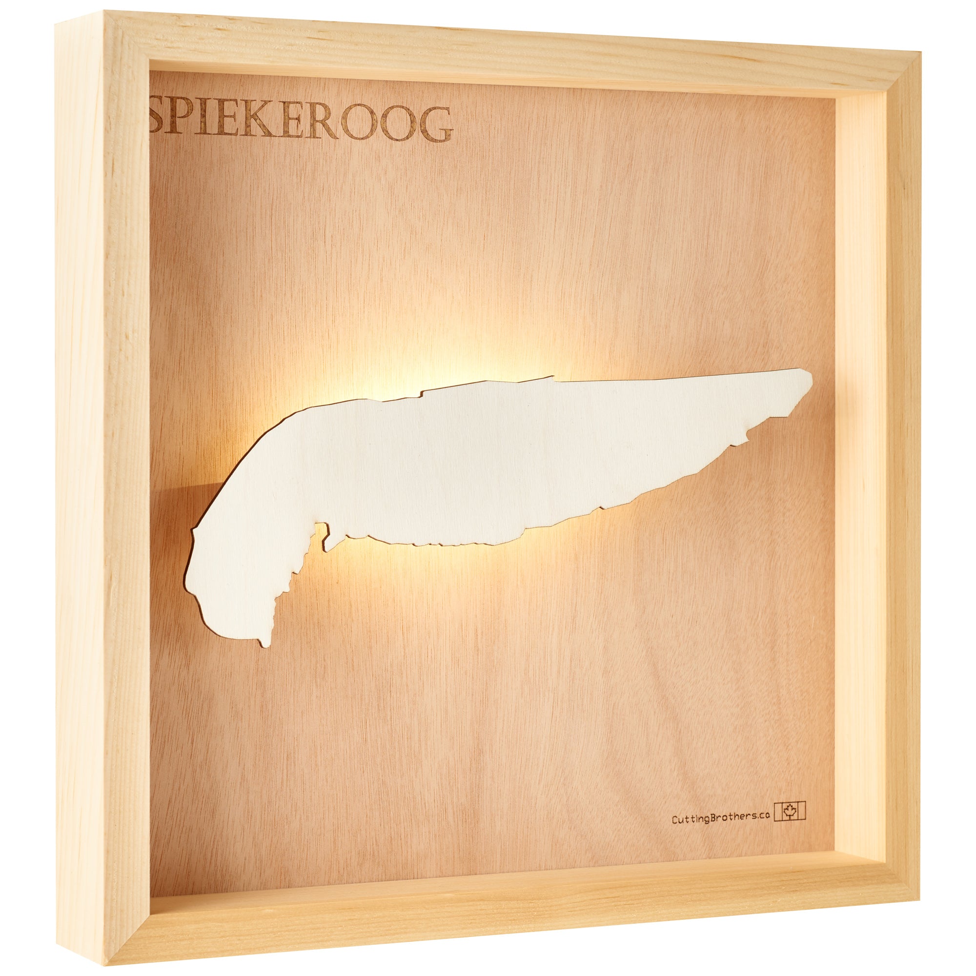 SPIEKEROOG LIGHT WOODEN WALL MAP - Version S