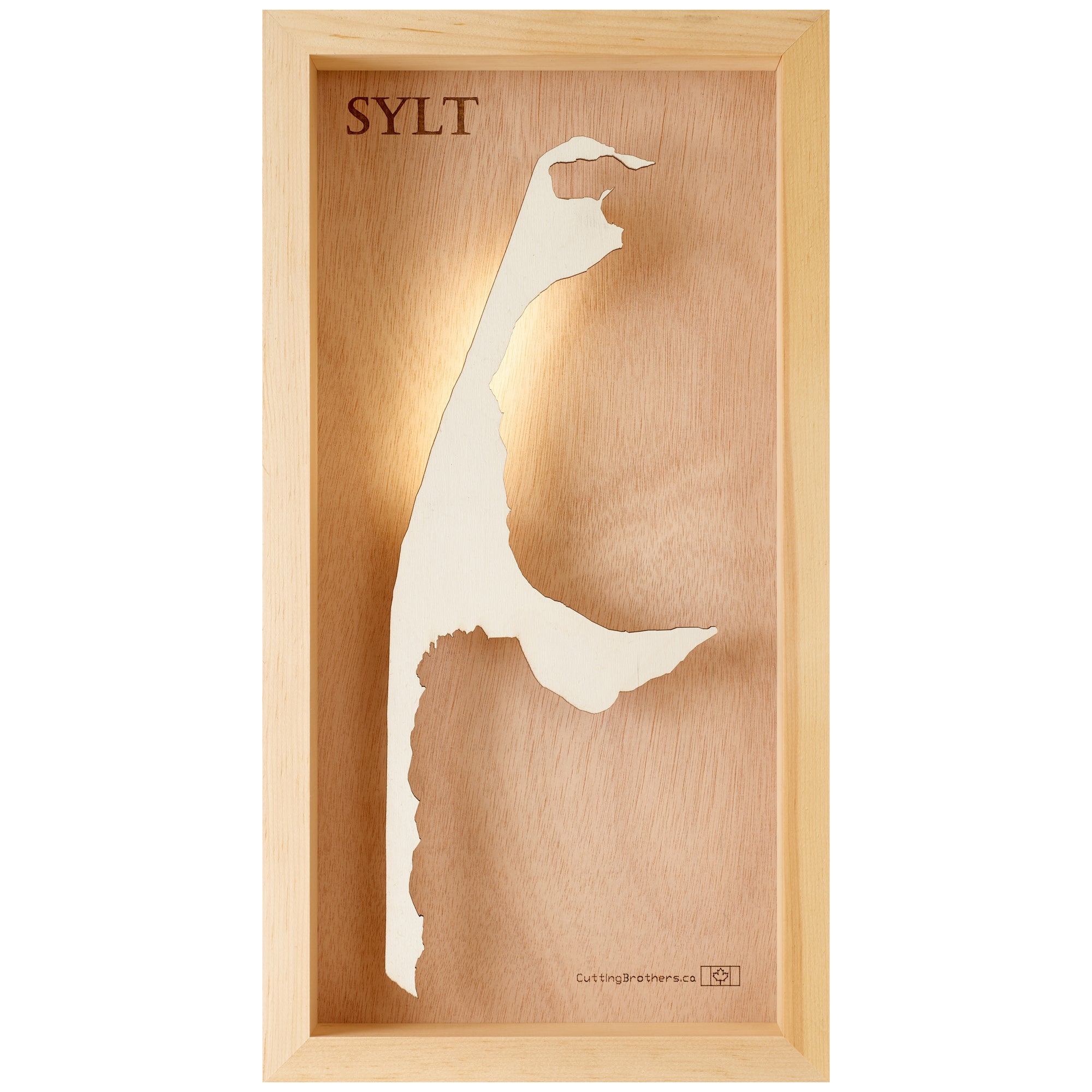 SYLT LIGHT WOODEN WALL MAP - Version S