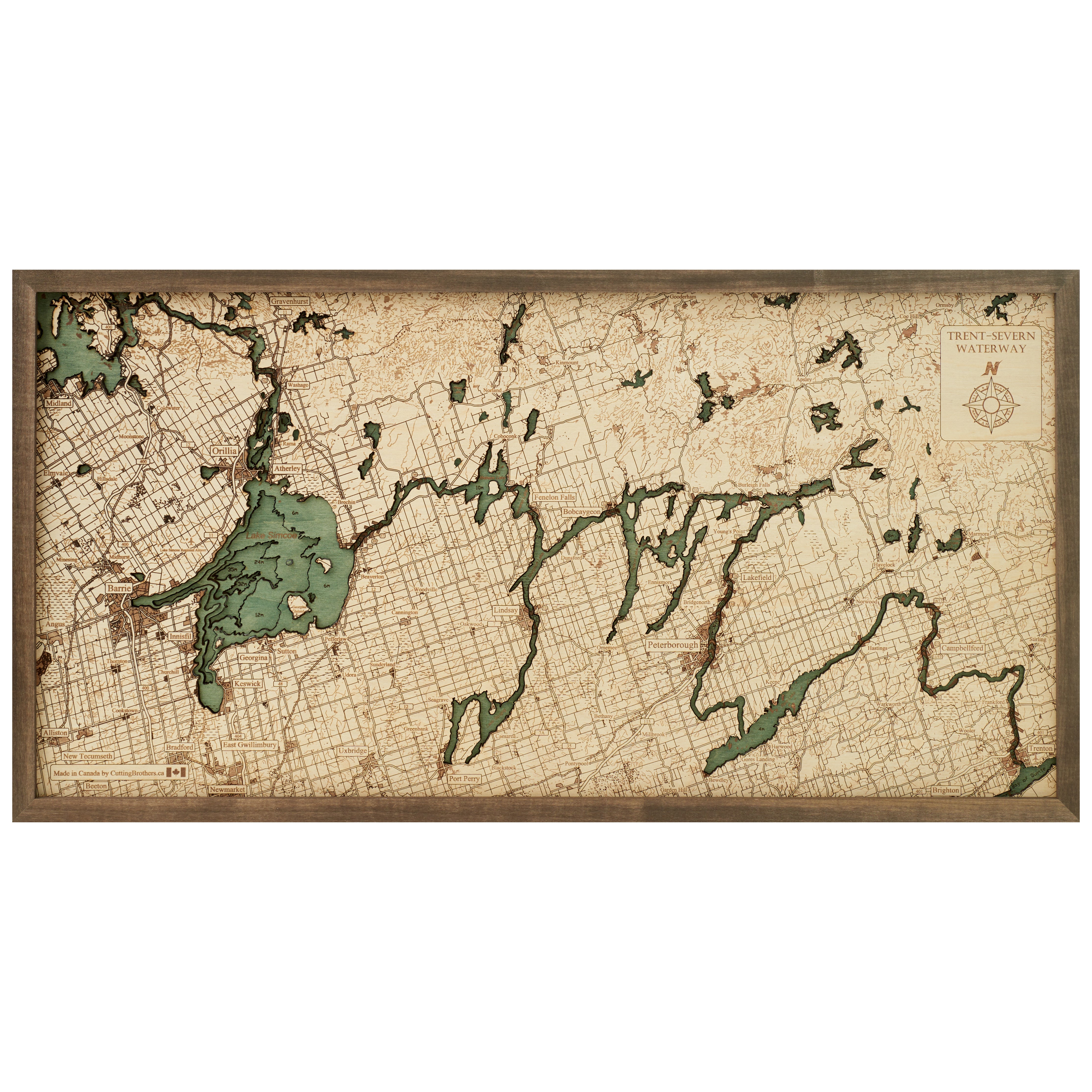 TRENT SEVERN SYSTEM 3D WOODEN WALL MAP - Version M