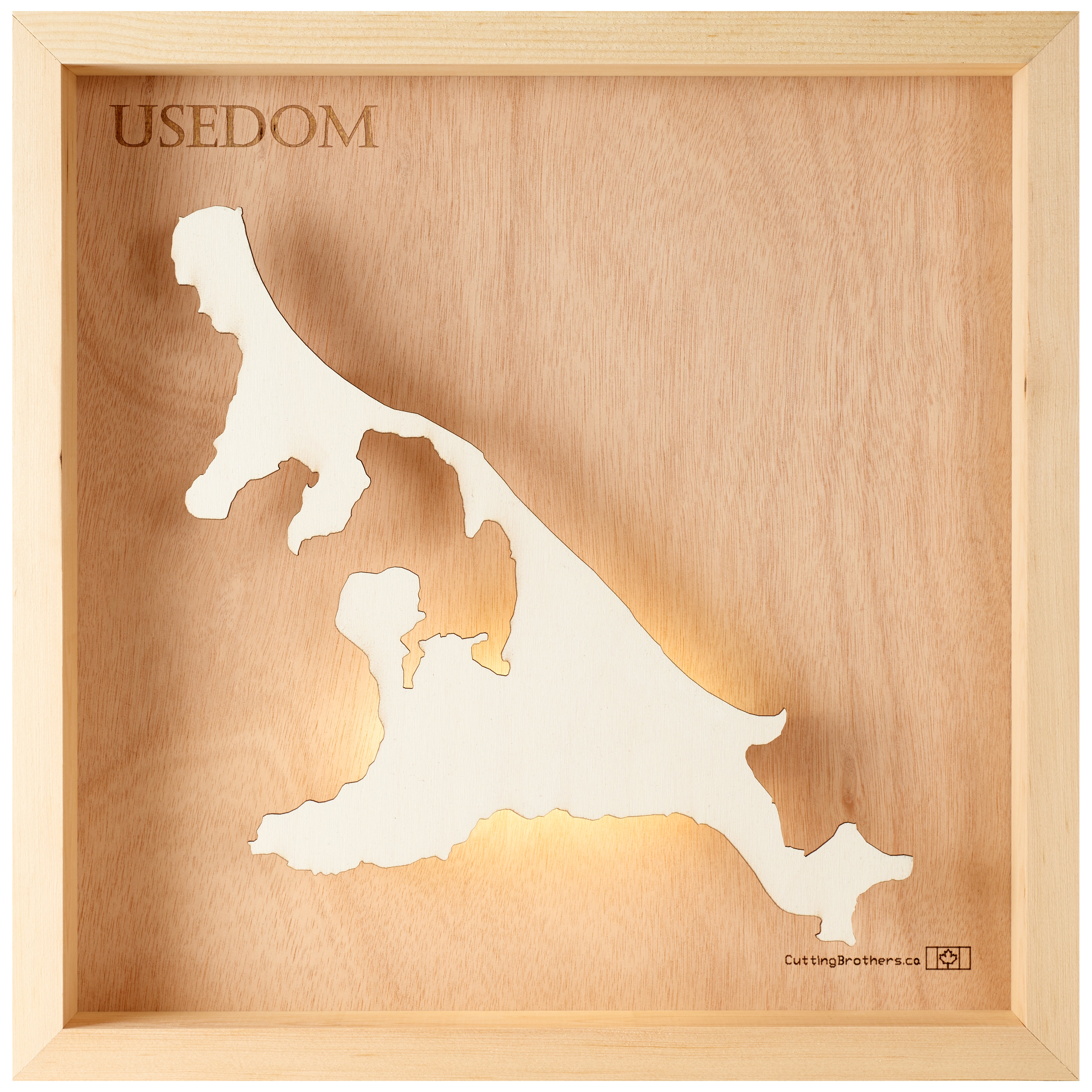 USEDOM LIGHT WOODEN WALL MAP - Version S