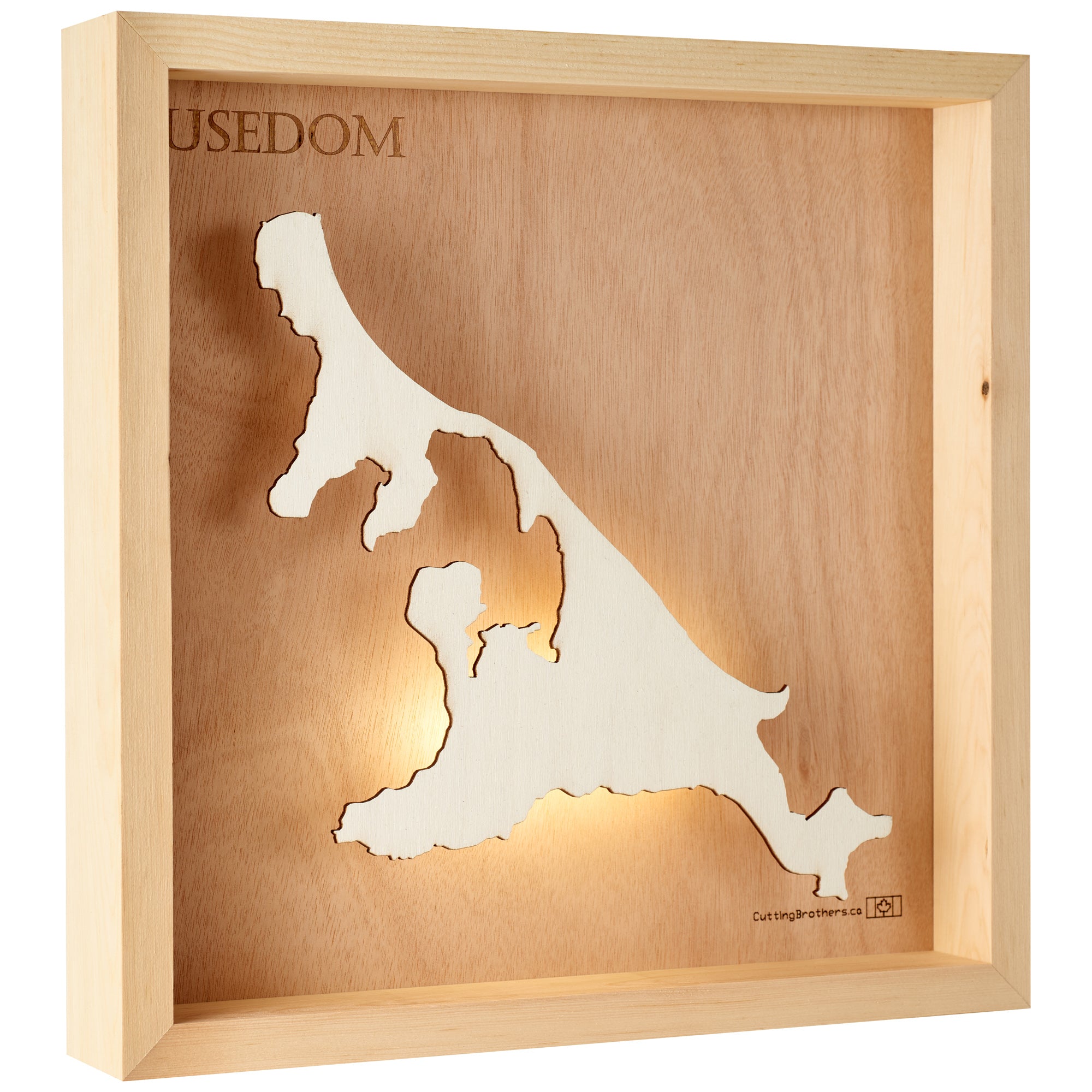 USEDOM LIGHT WOODEN WALL MAP - Version S