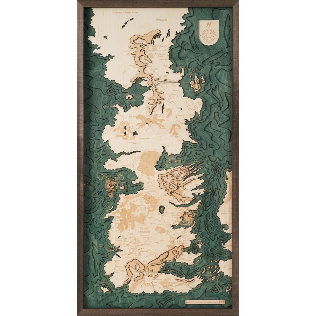 WESTEROS 3D WOODEN WALL MAP - Version M